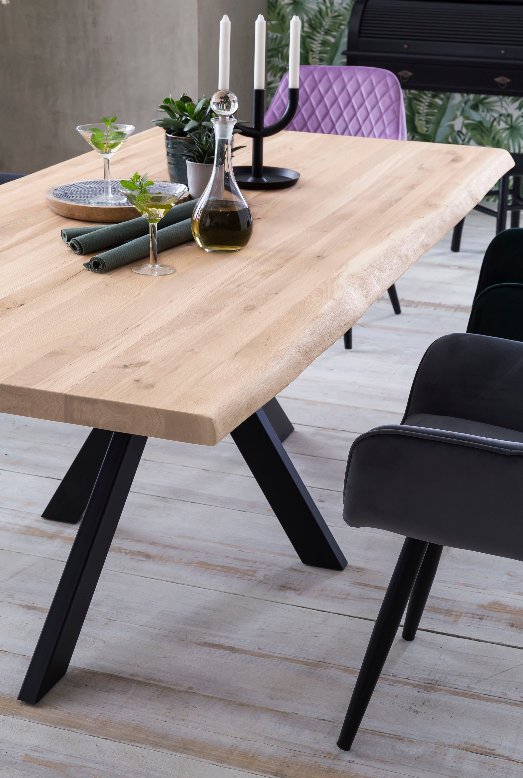 Home affaire Esstisch »Tristan« Massivholz Wildeiche mit echter Baumkante