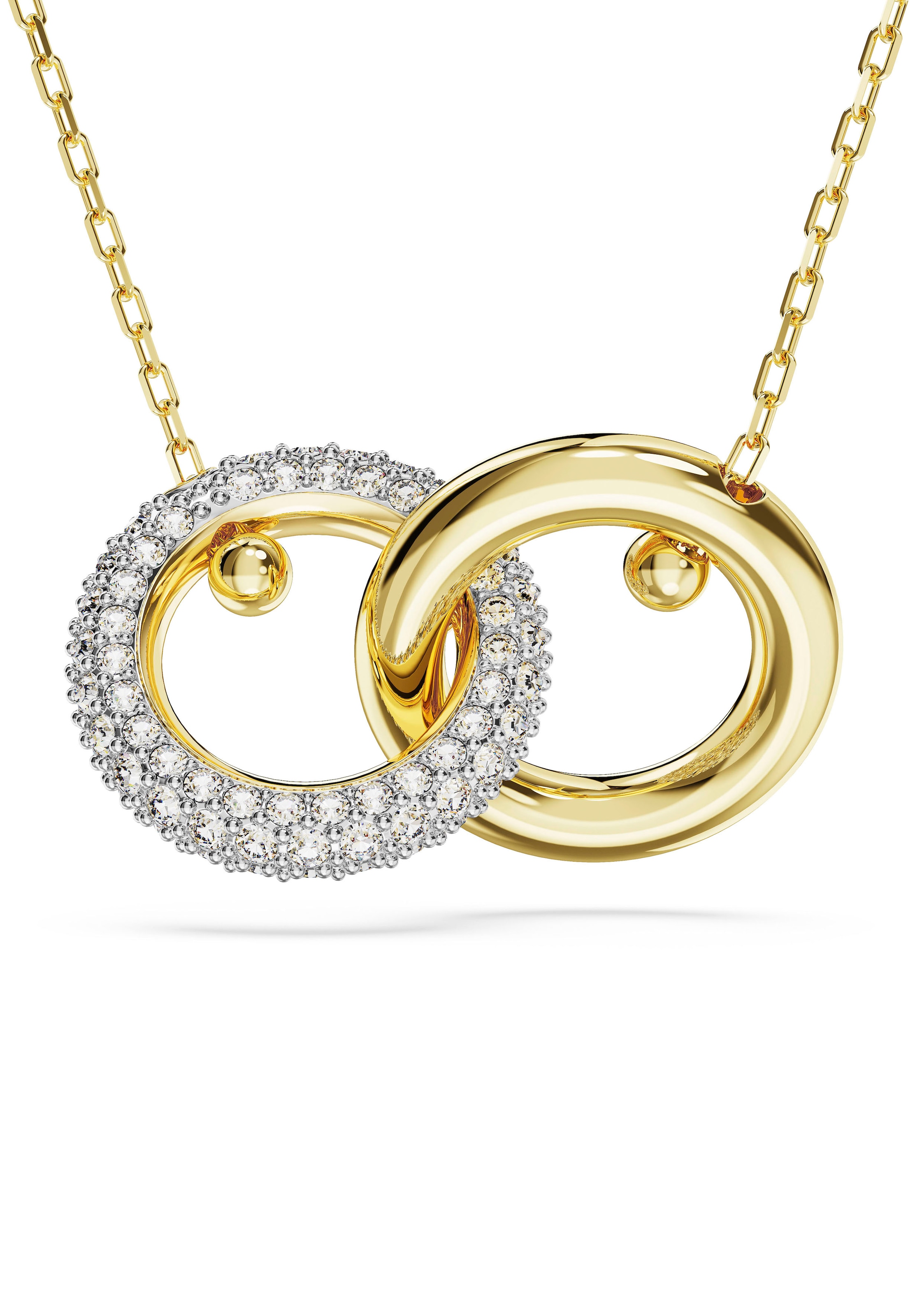Kette mit Anhänger SWAROVSKI "DEXTERA INTERLINKED", gold (gelbgoldfarben, kristallweiß), Halsketten, Damen, Metall, L: 45 B: 27mm, mit Swarovski Kristall, B:27mm 2