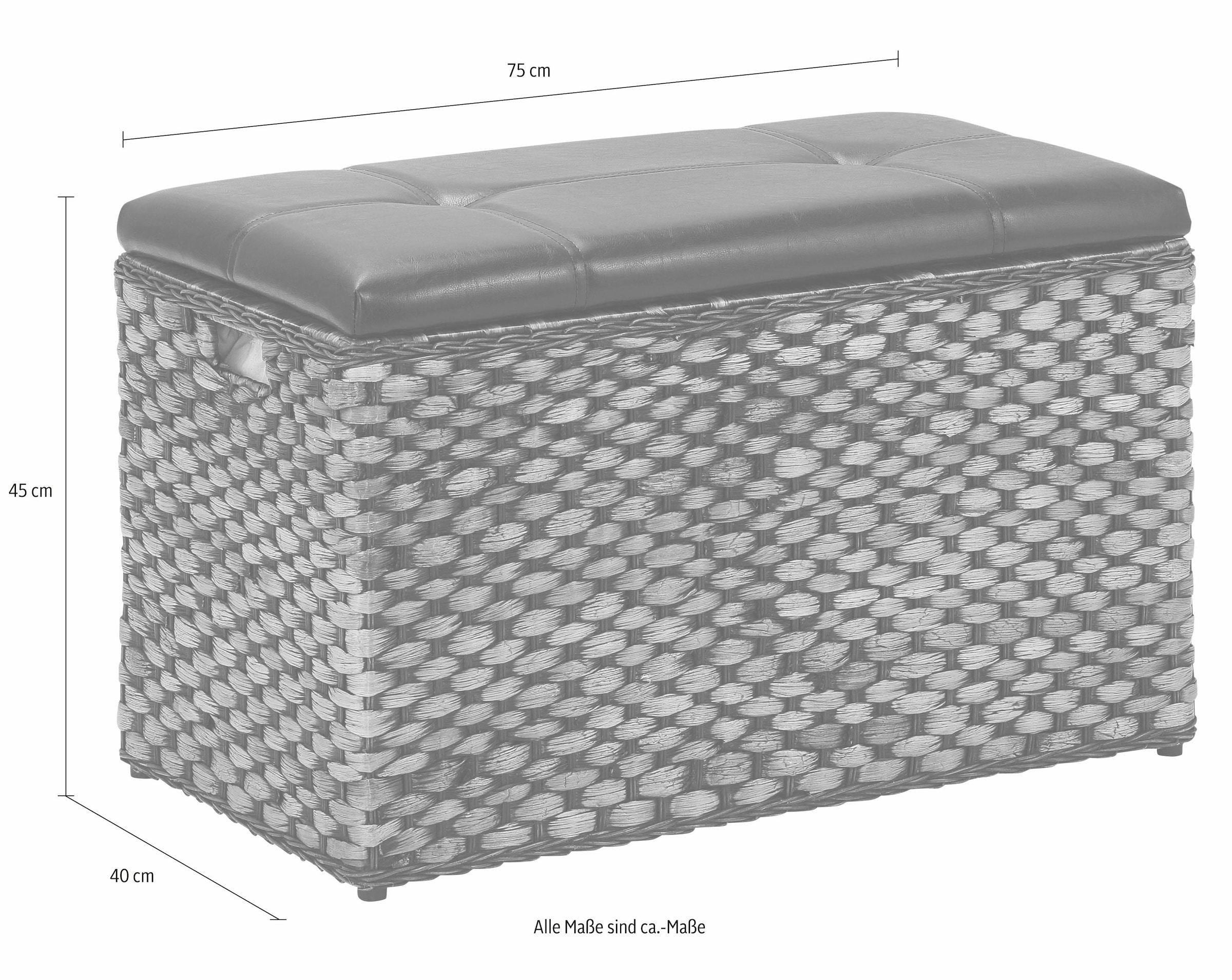 Home affaire Sitztruhe »Wittfield«, aus geflochtenem Rattan, mit Stoffeinsatz im Innenfach, Breite 75 cm