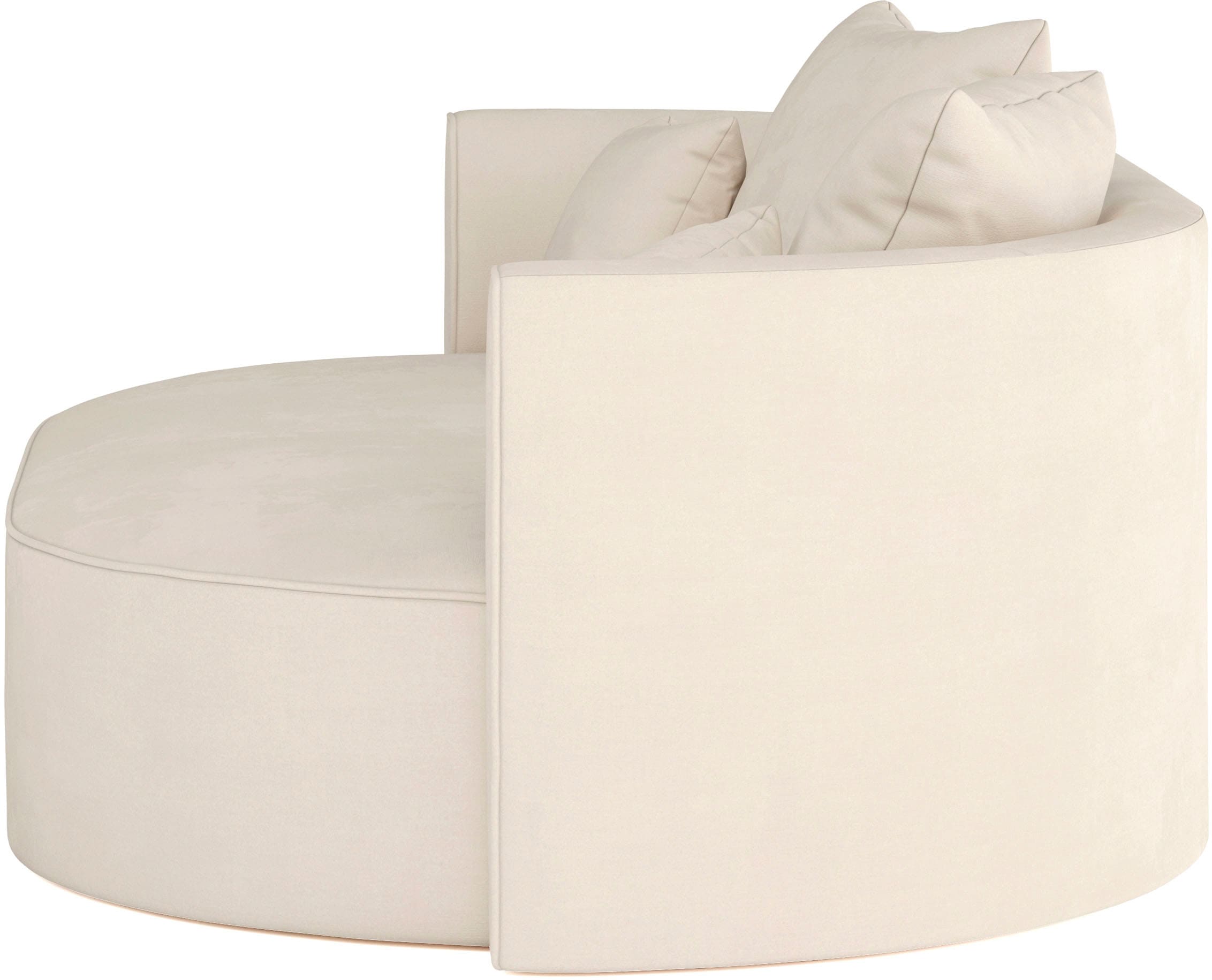 LeGer Home by Lena Gercke 2,5-Sitzer »ISALIE, rundes Loungesofa, mit Kissen, perfekt gepolstert«, moderne Stoffe, mit 4 Zierkissen, extra große Sitzfläche