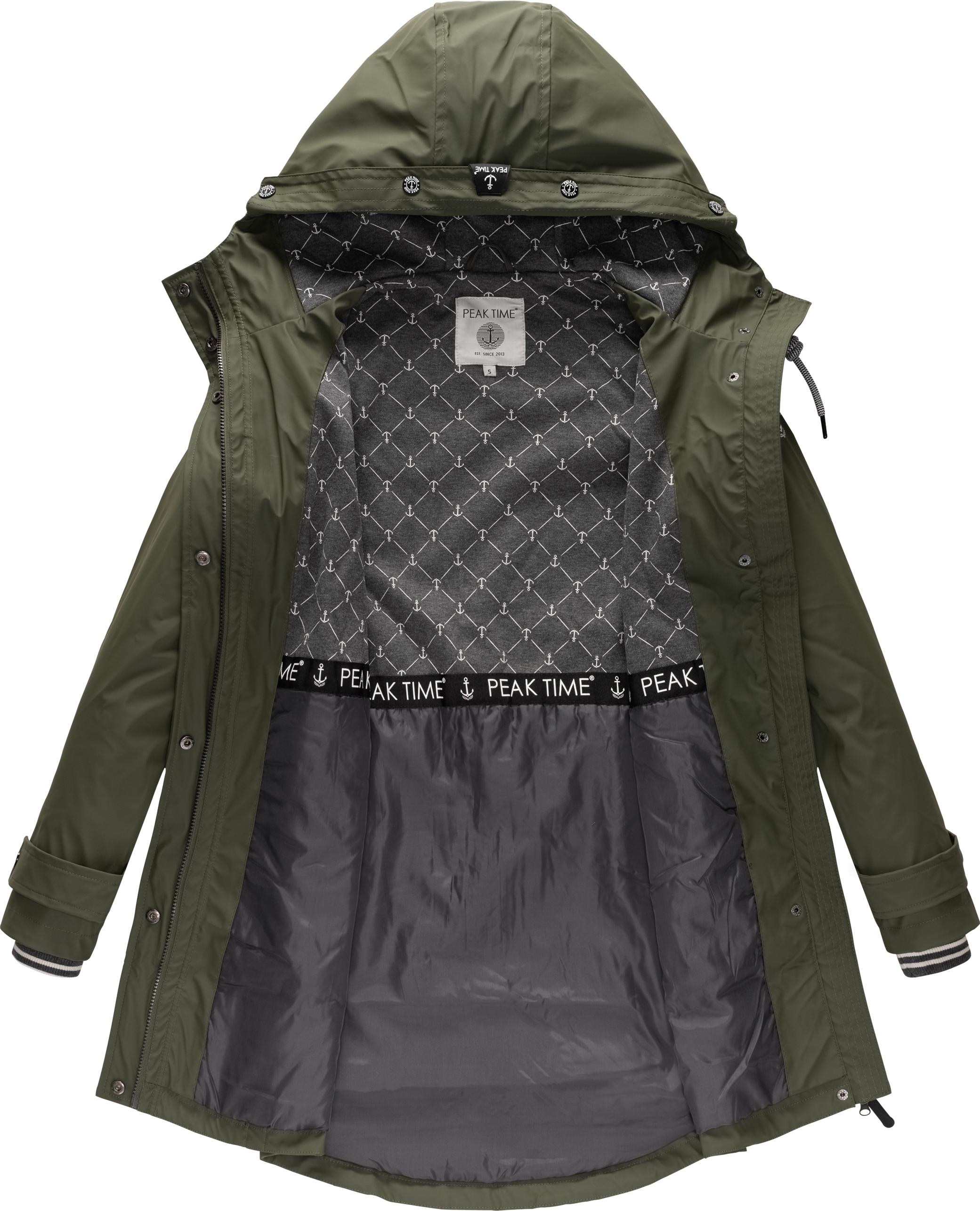 PEAK TIME Regenjacke »L60042«, mit Kapuze, stylisch taillierter Regenmantel für Damen