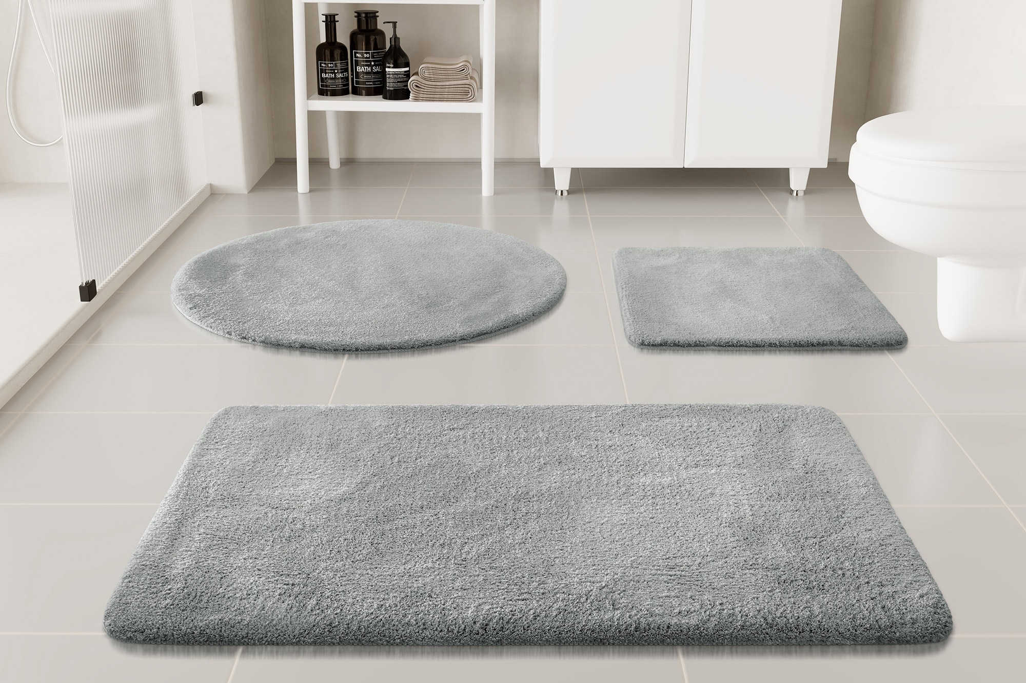 my home Badematte »Neele«, rutschhemmend beschichtet, schnell trocknend, Badteppich, getuftet, modern, Uni, antirutsch, flauschig, hochflor
