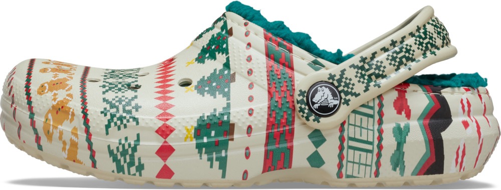 Crocs Clog »Classic Lined Fair Isle Clog T«, Weihnachtsschuh, Hausschuh mit buntem Festive Print