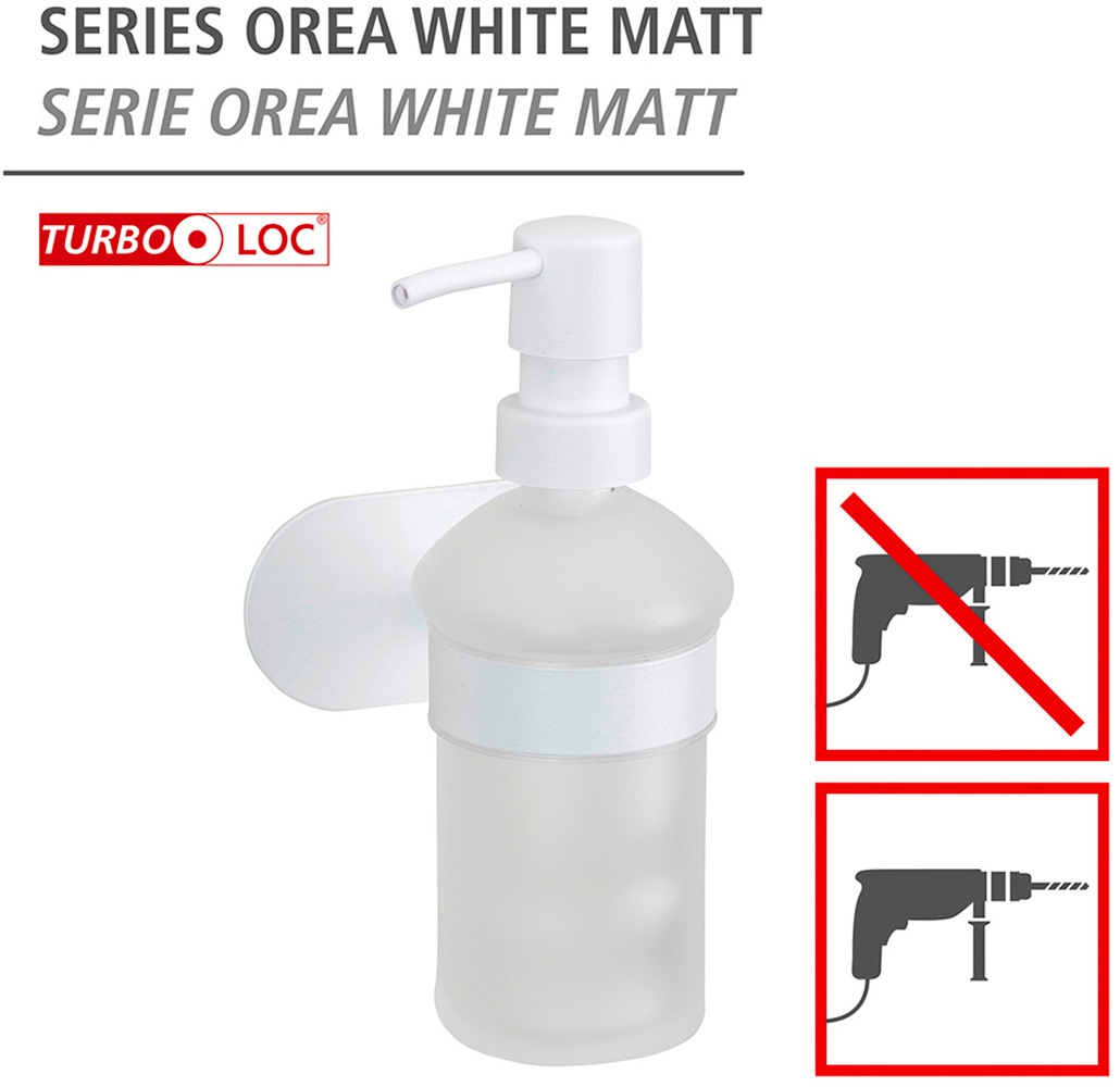 WENKO Seifenspender »Turbo-Loc® Modell Orea«, Befestigen ohne Bohren, Edelstahl-Halterung, 200 ml