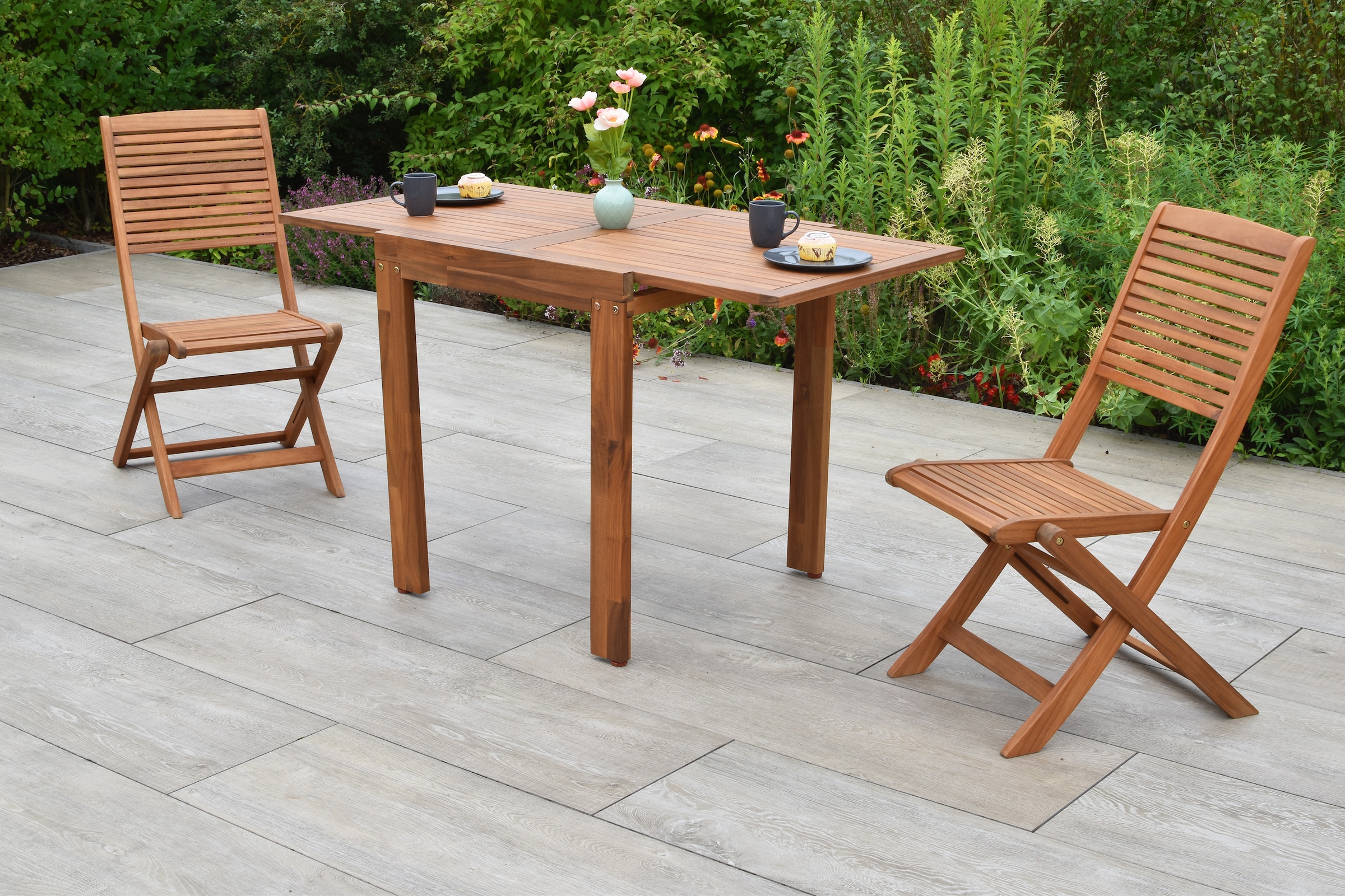 MERXX Balkonset »Bali« Set, 3 tlg. inkl. 2 Klappstühle, 1 Balkonausziehtisch