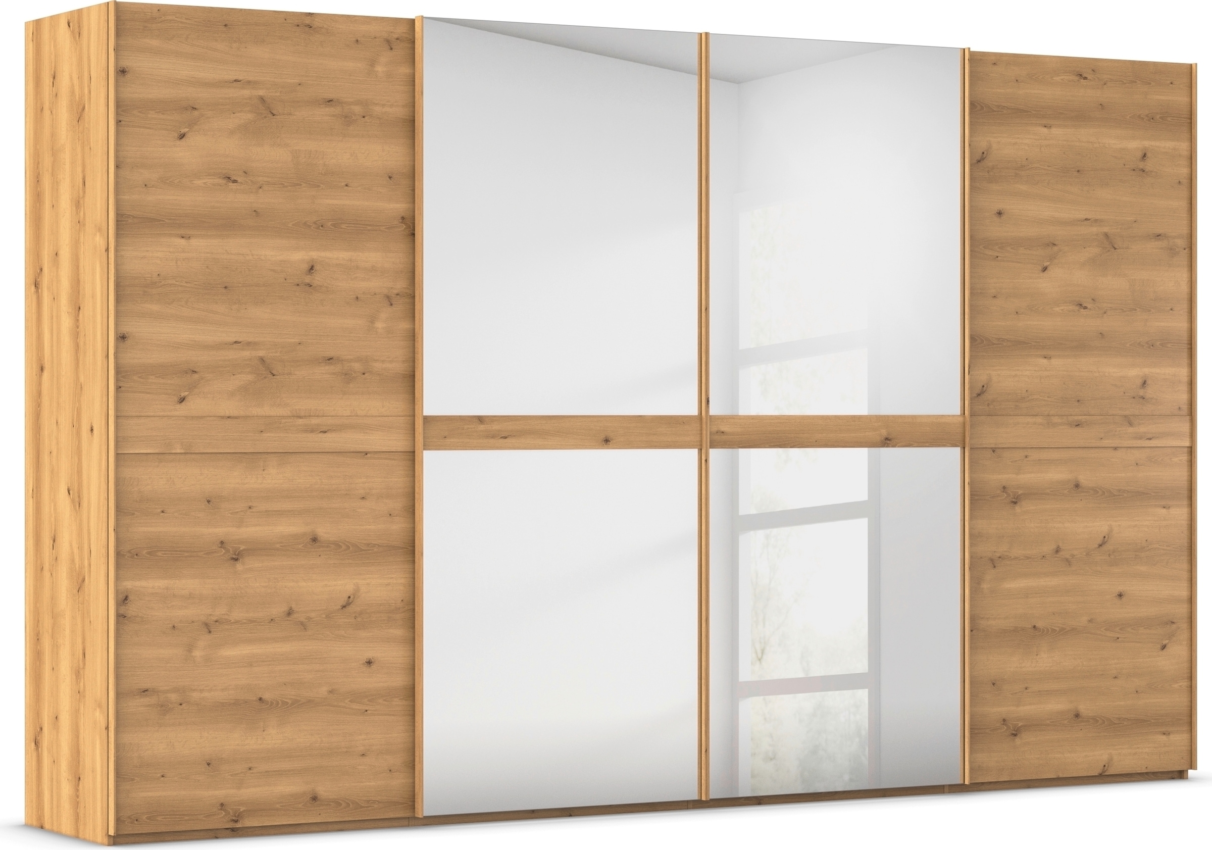 rauch Schwebetürenschrank "Kleiderschrank Schrank Garderobe Schlafzimmerschrank SCALE-LINE" edle Optik mit Bauchbinde in Korpusfarbe mit Spiegel MADE IN GERMANY
