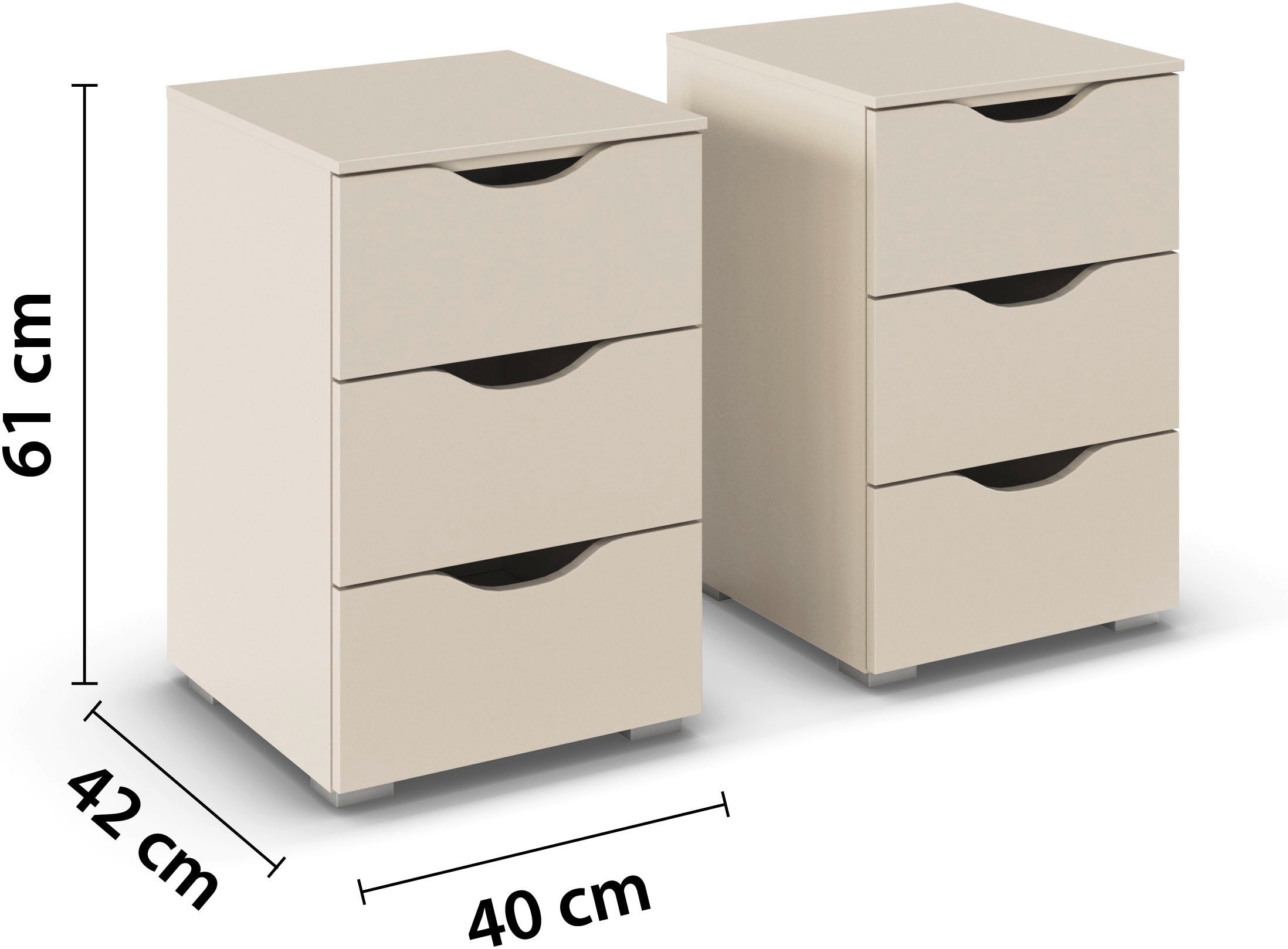 rauch Nachtkommode »Nachttisch Nachtschrank Nachtkonsole MARLENE Griffmulden Landhausstil« Breite jeweils 40 cm, 2 Stk. tlg. mit je 3 geräumigen Schubladen und Soft-Close-Funktion MADE IN GERMANY