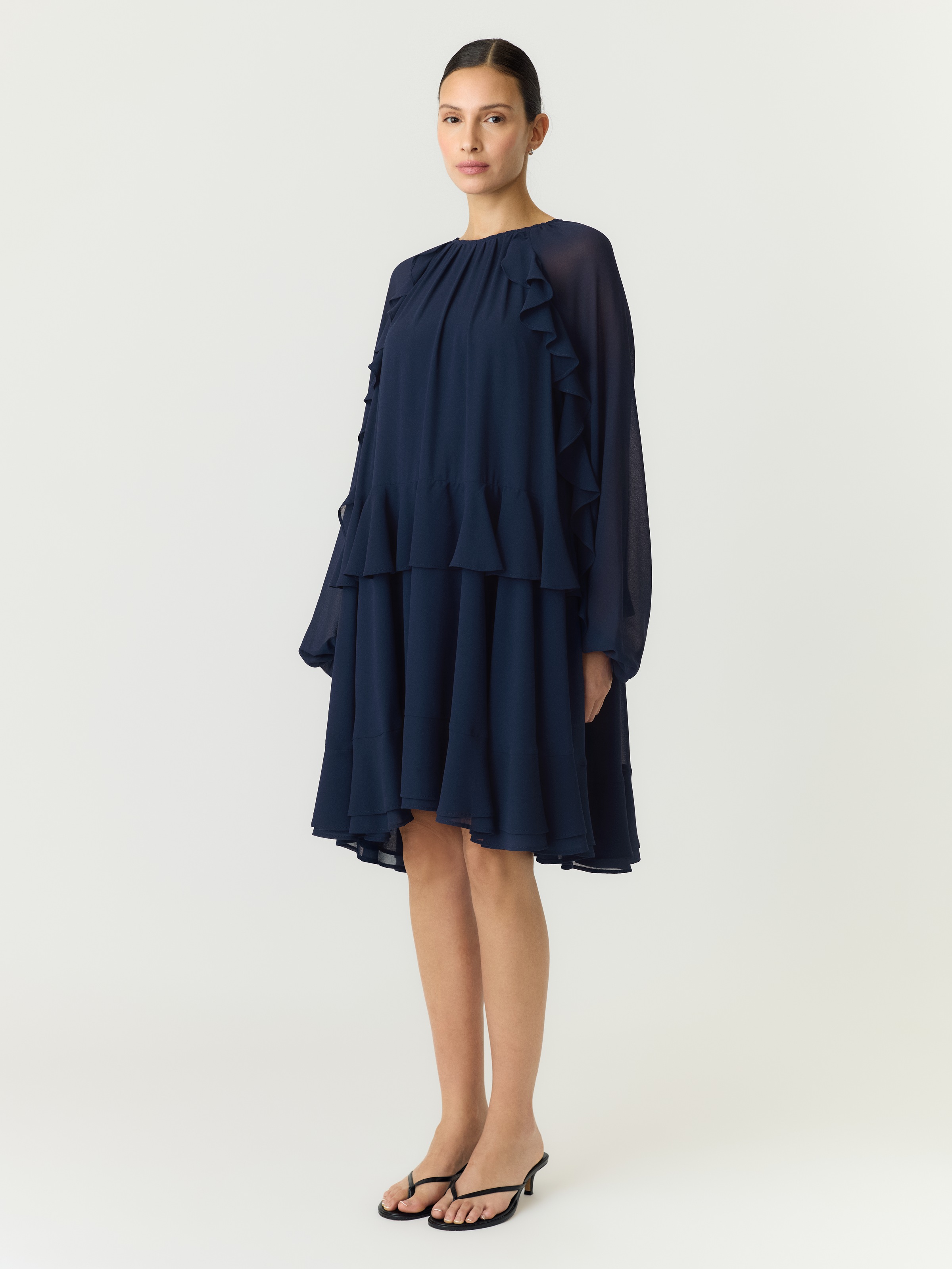 Y.A.S Chiffonkleid »YASMILVA LS DRESS S. NOOS« Kunstfaser, regular fit