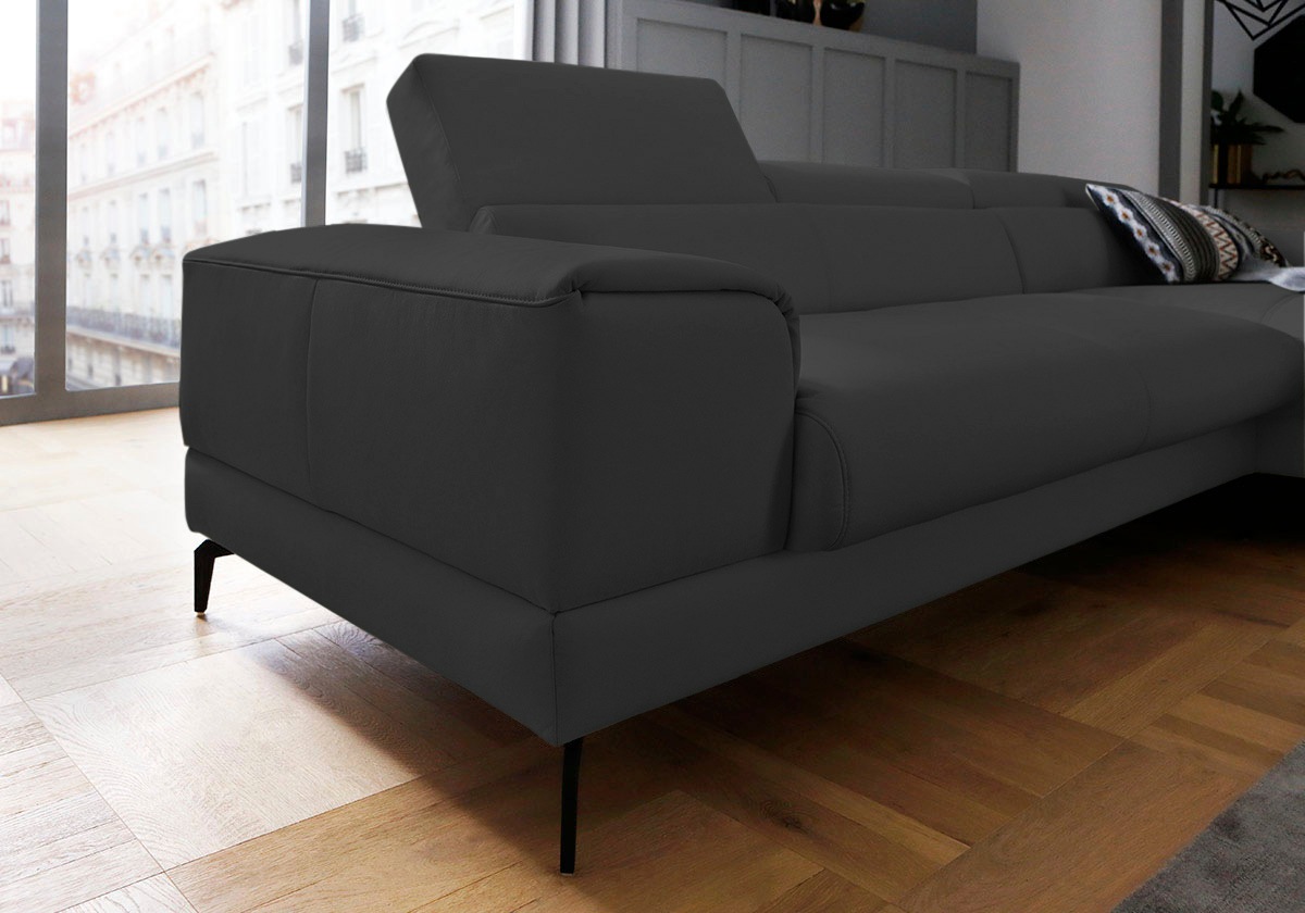 W.SCHILLIG Ecksofa »piedroo, Designsofa mit tollem Sitzkomfort, L-Form«, Kopfteilverstellung, wahlweise mit Sitztiefenverstellung, Breite 303cm