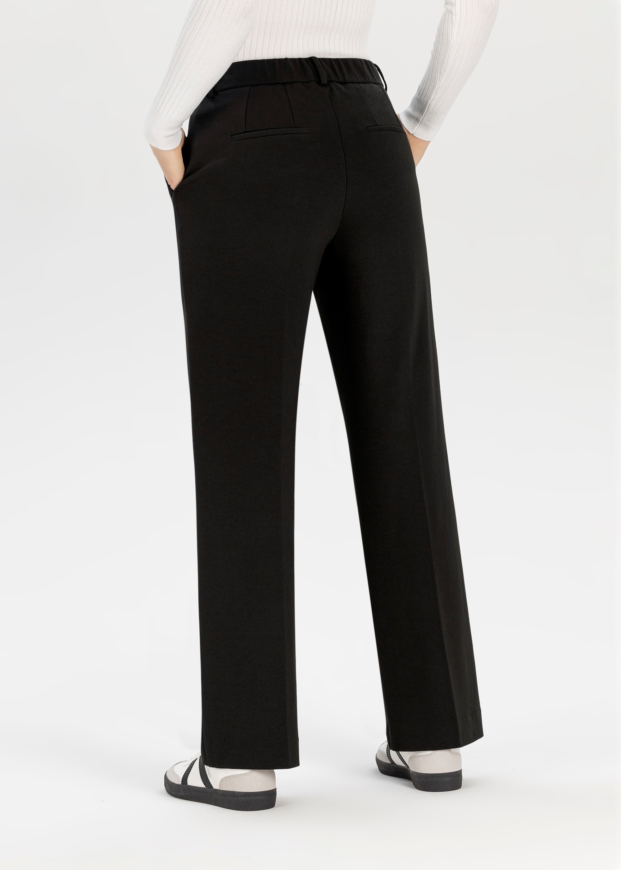 Jerseyhose STEHMANN "Fenja2-780", Damen, Gr. 34, N-Gr, schwarz, Web, Obermaterial: 68% Viskose, 27% Polyamid, 5% Elasthan, unifarben, straight fit normal, Hosen Jerseyhose, im Straight Fit, mit Bügelfalte 2