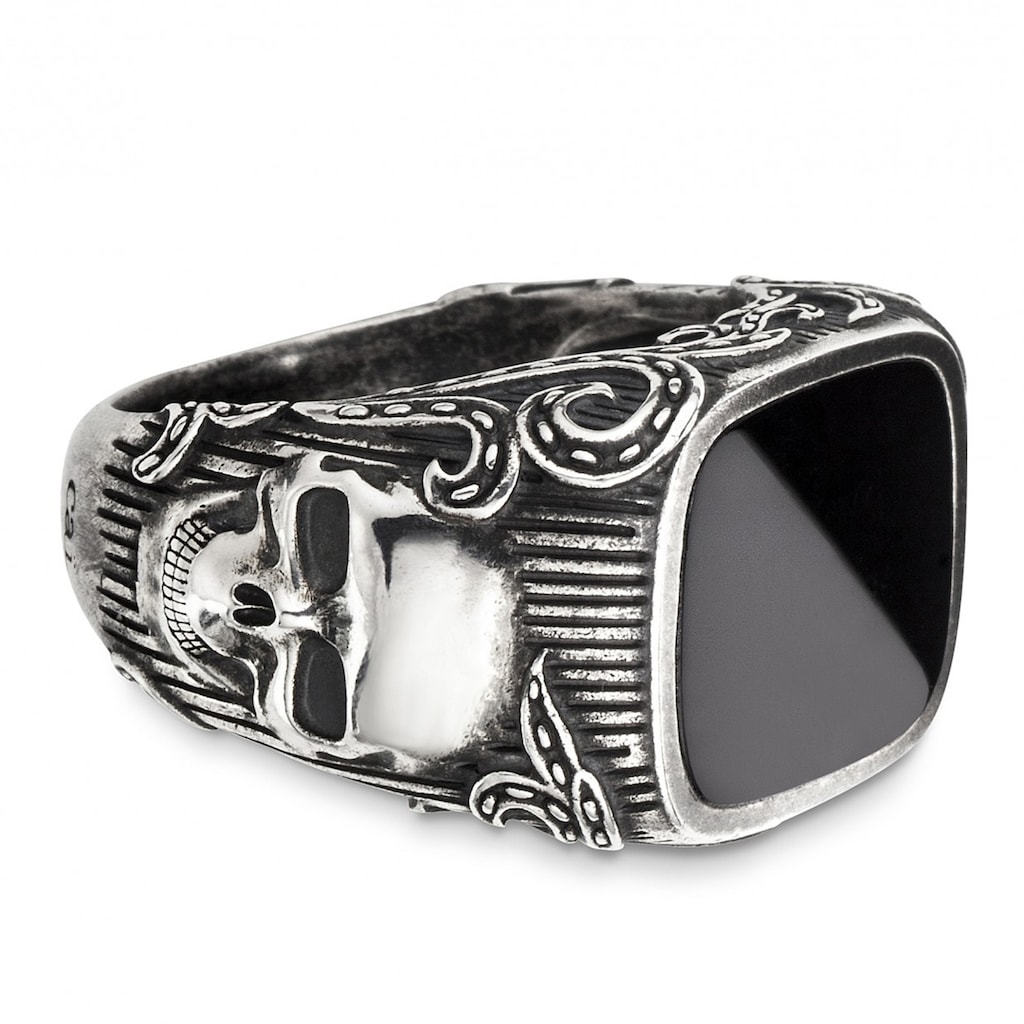 CAÏ Fingerring »925/- Sterling Silber Onyx schwarz«