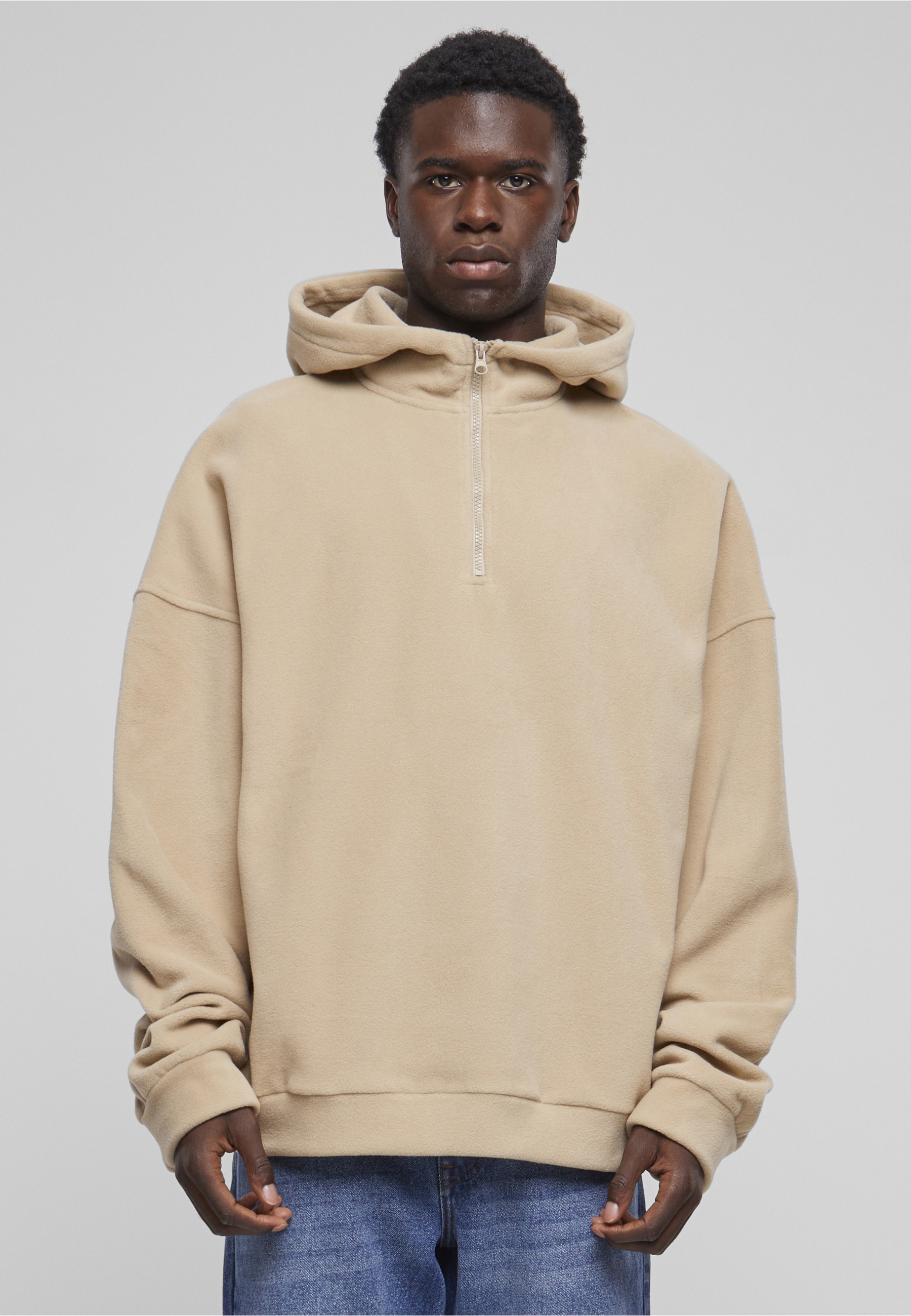 URBAN CLASSICS Troyer »Urban Classics Herren Oversized Polar Fleece Half Zip Hoody« 1 Stk.