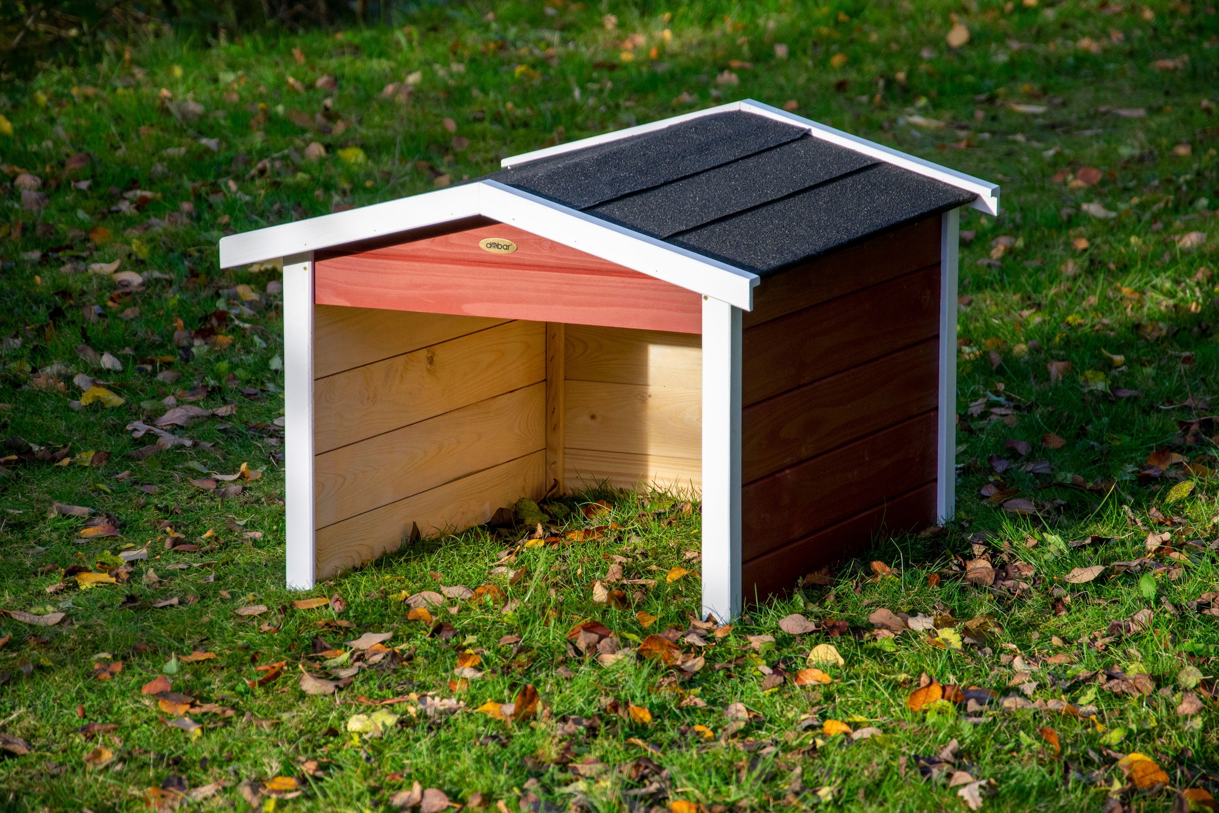 dobar Mähroboter-Garage, aus Holz in rot, mit Bitumen-Dach