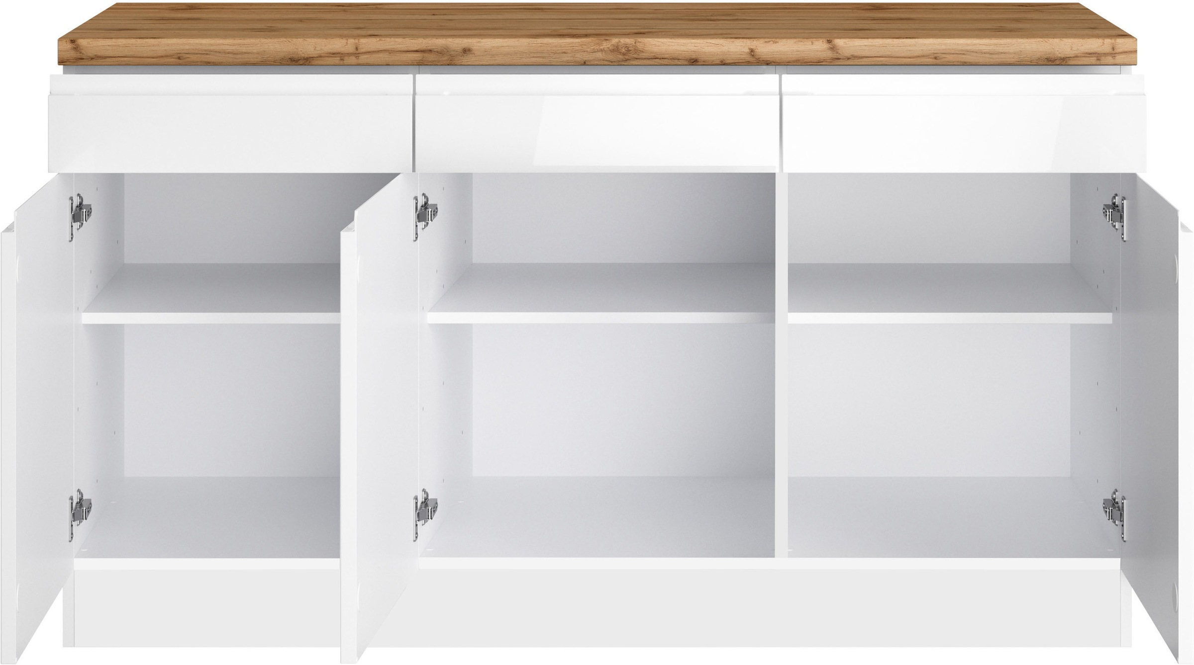 KOCHSTATION Unterschrank »KS-Virginia,neu in verbesserter Ausführung« Stauraum, Softclose,  Breite 150 cm, 3 Türen, Soft-Close-Funktion