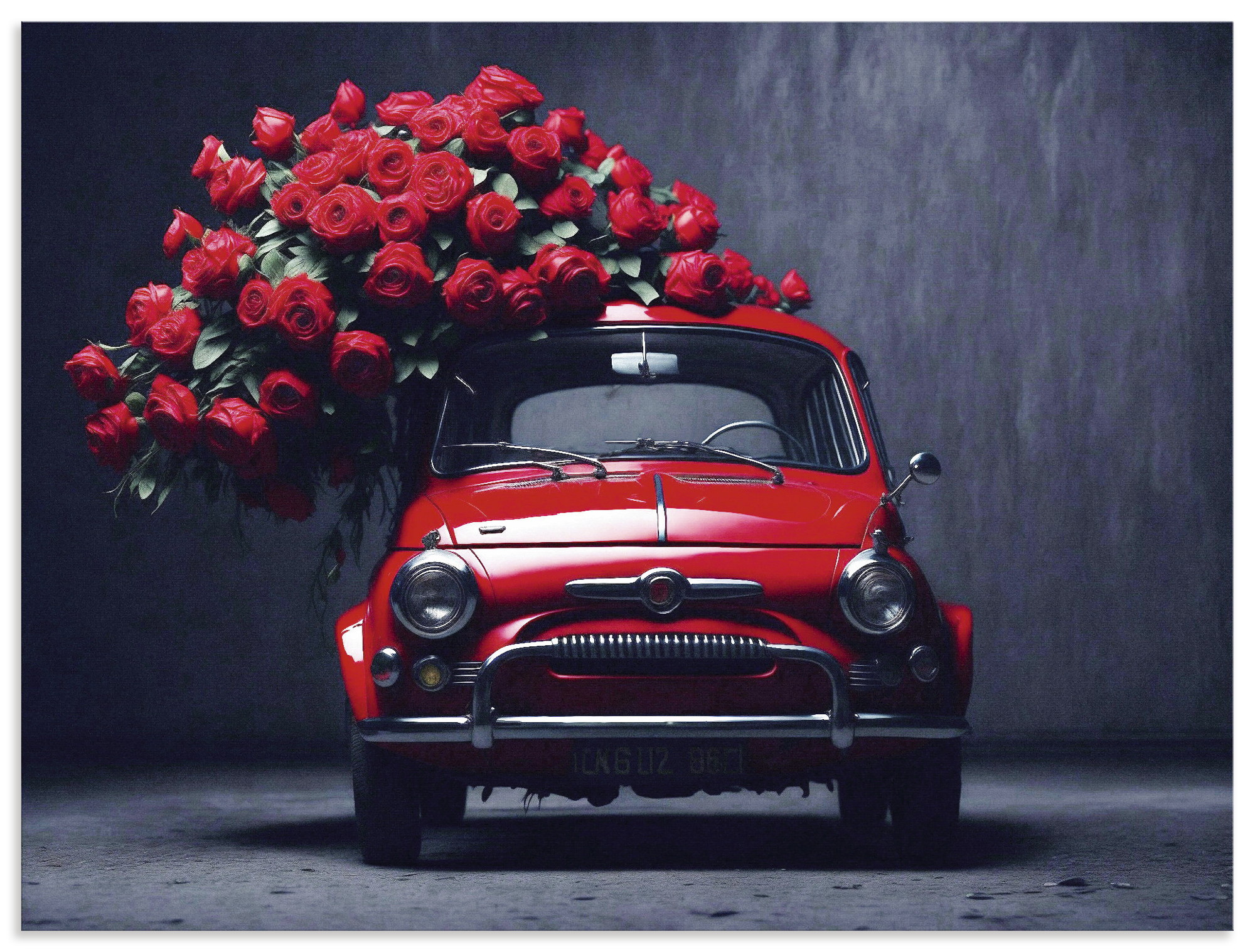 Artland Wandbild "Rote Rosen für den kleinen Italiener" Auto 1 Stk. tlg. als Alubild, Leinwandbild, Poster, Wandaufkleber in verschied. Größen
