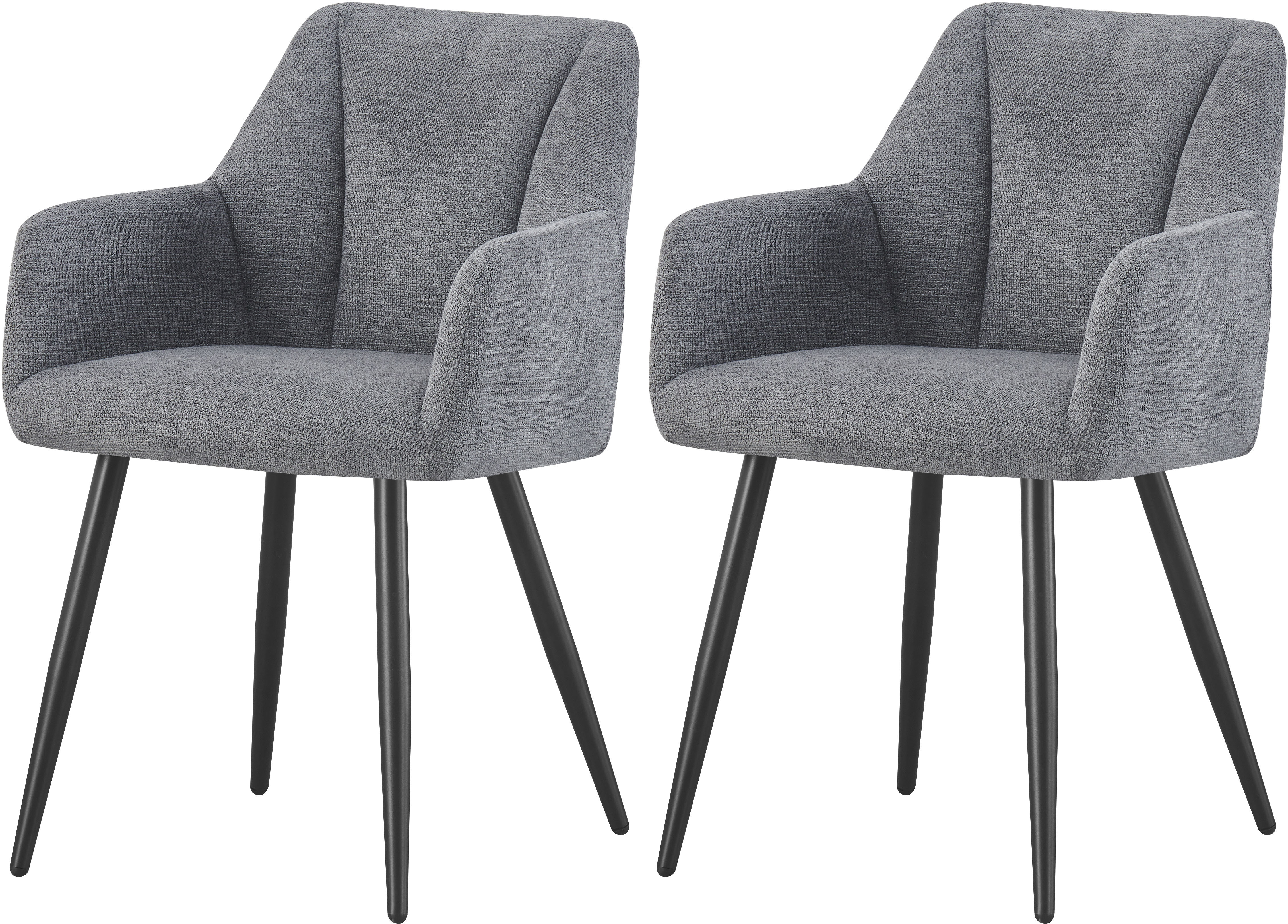 Home affaire Esszimmerstuhl "MILTON, 2er Set, mit Metallgestell in matt schwarz" (Set) 2 Stk.in verschiedenen Farben, Belsatbarkeit pro Stuhl 120 kg, mit Griffloch