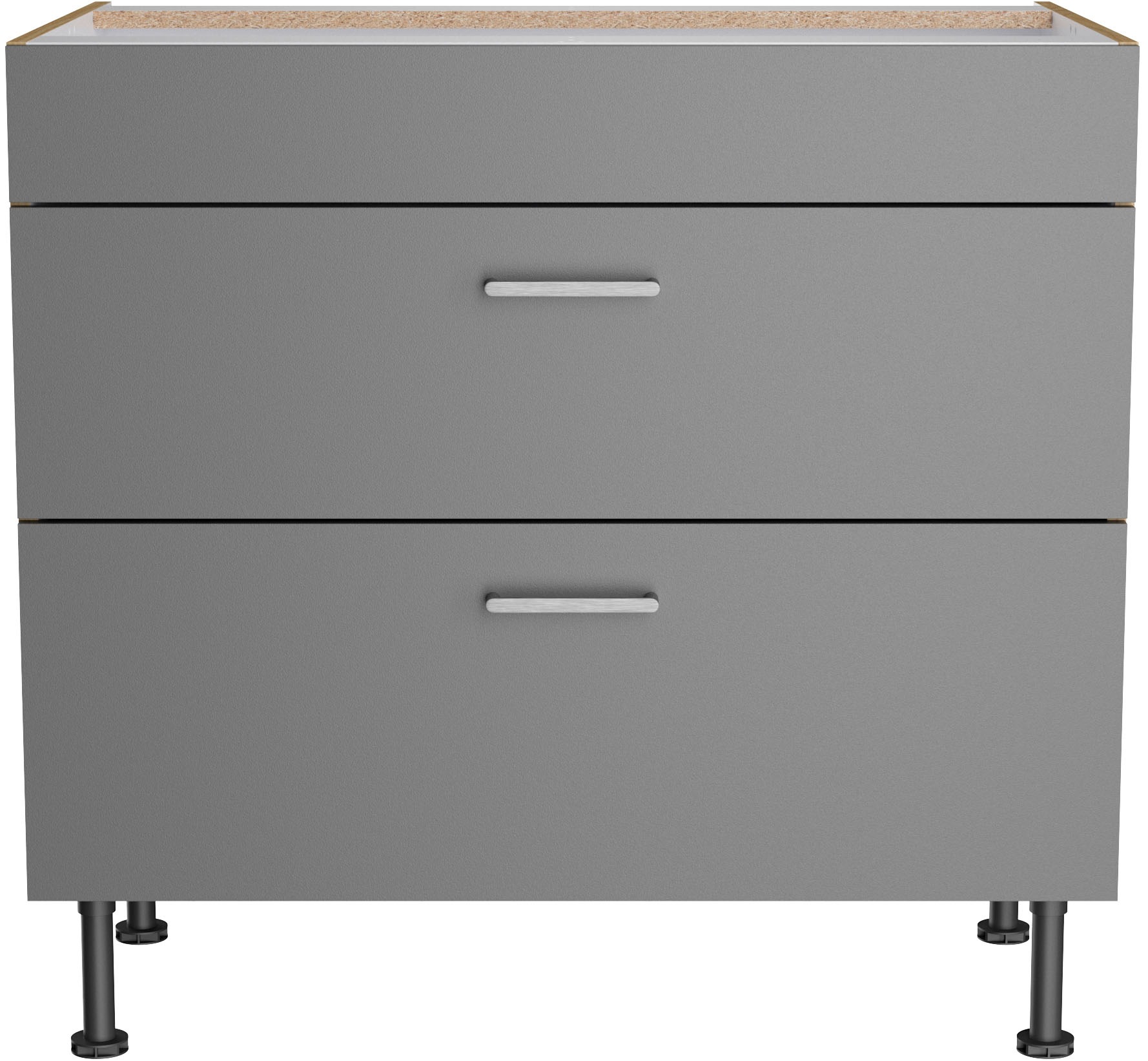 KOCHSTATION "KS-Lucy" Breite 90 cm, mit 2 Auszügen, Soft-Close, höhenverstellbare Füße