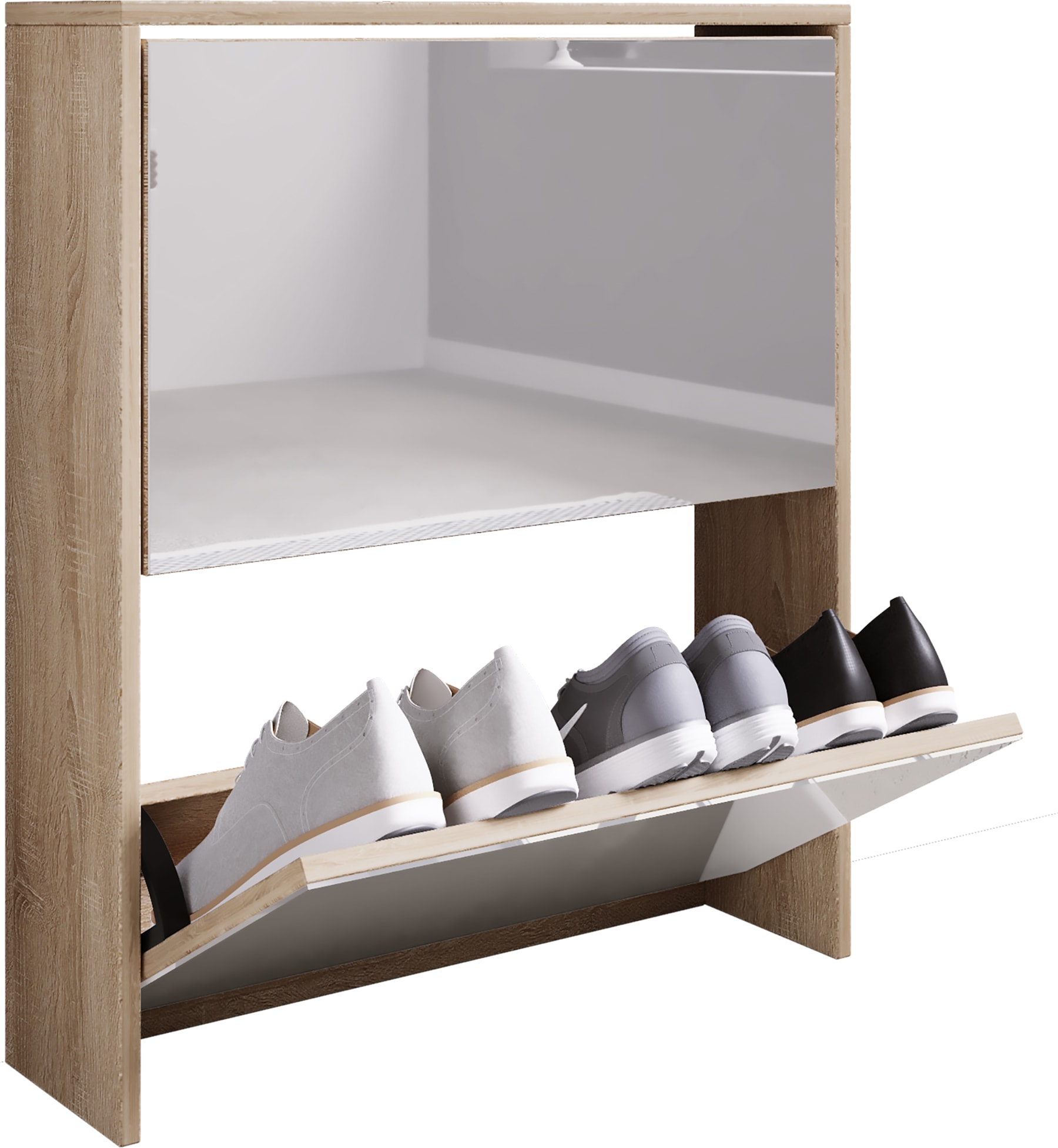 VCM Schuhschrank "Holz Schuhschrank Schuhkipper Spiegel Stido L" 1 Stk. tlg.