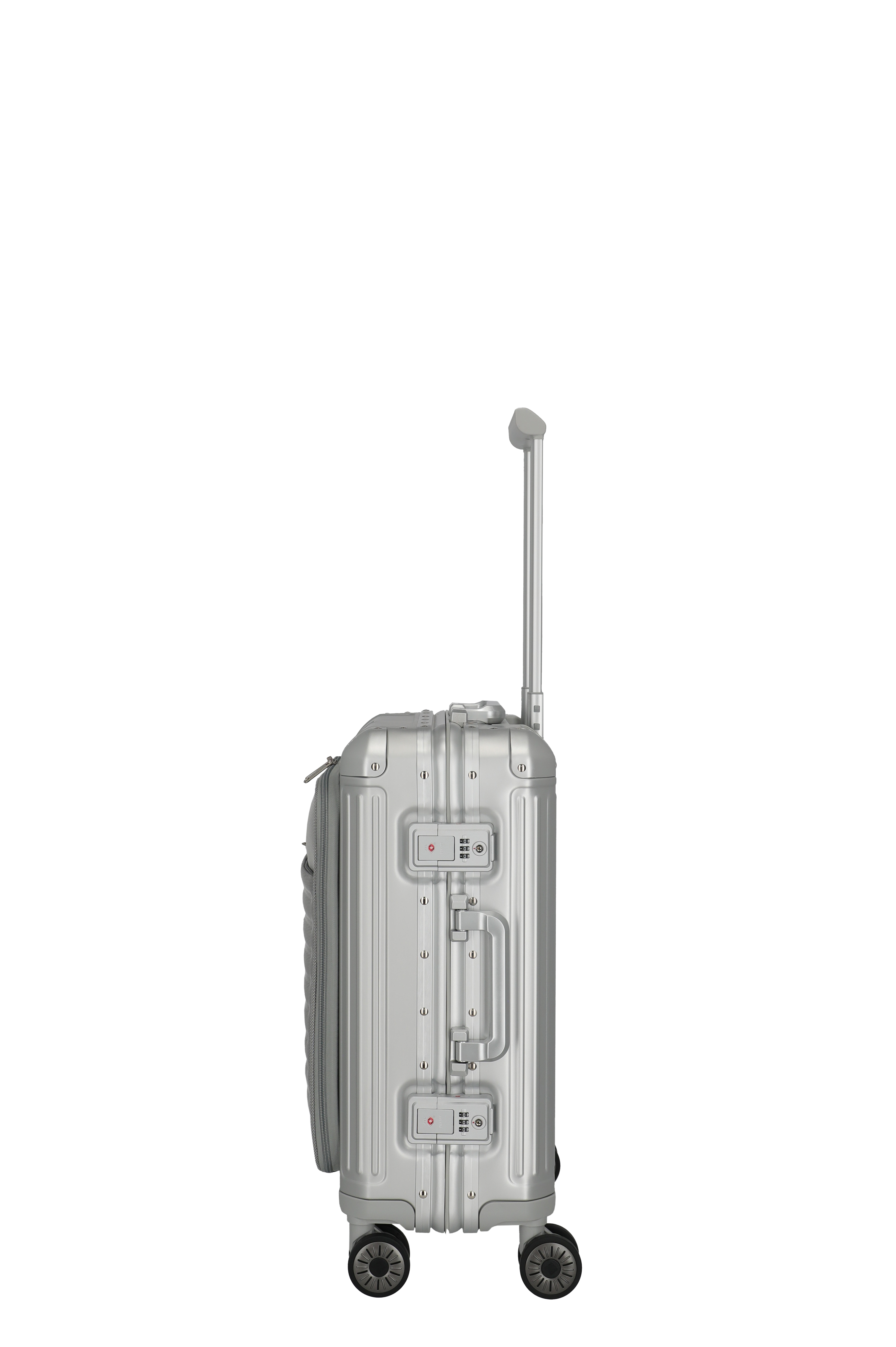 travelite Hartschalen-Trolley "NEXT Trunk Reisekoffer Aluminium" 41 l 4 Rollen Koffer, mit extra großem Stauraum und stabilem Rahmen
