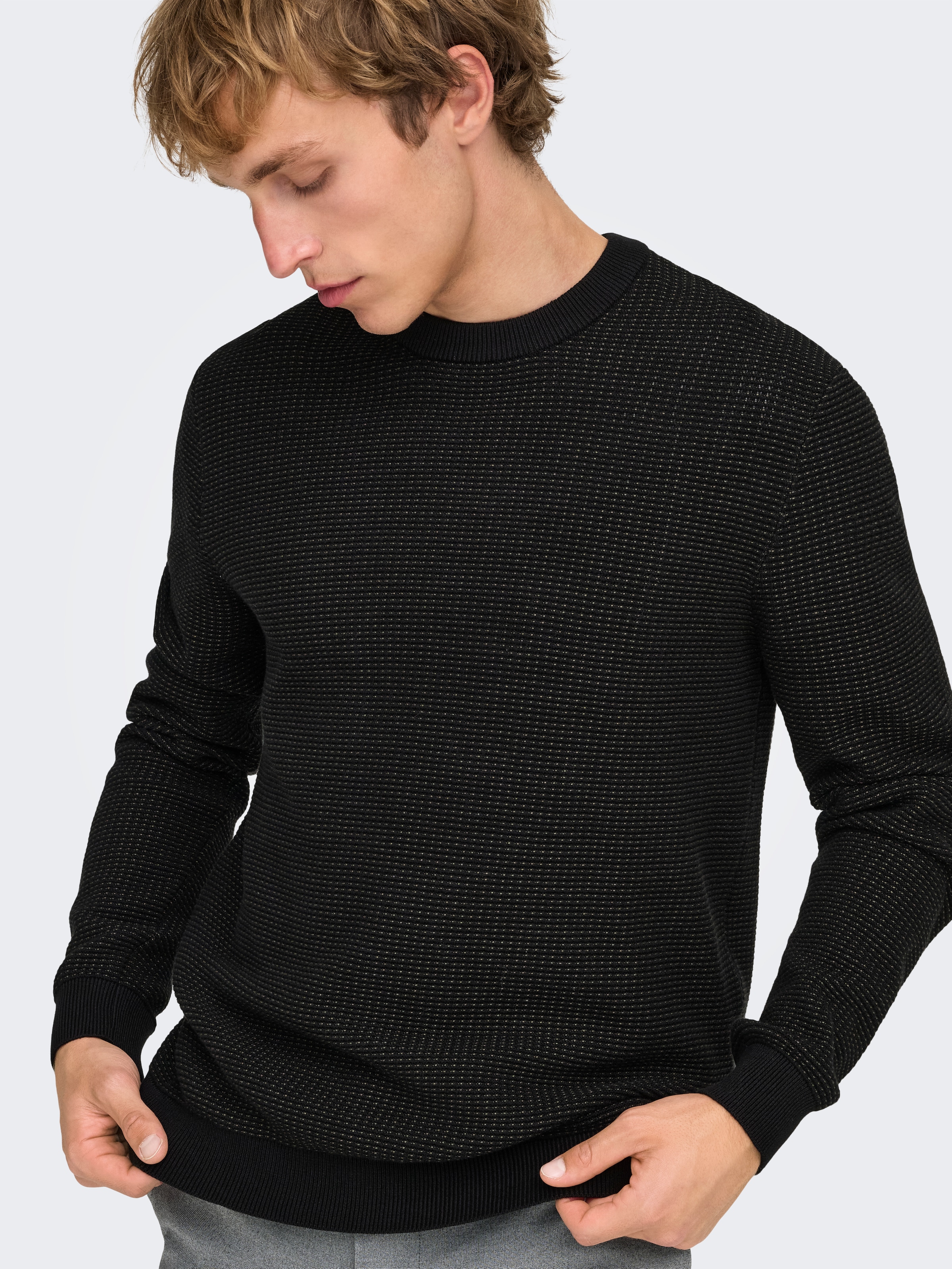 ONLY & SONS Strickpullover »ONSDAVE REG LS CREW NECK KNIT NOOS« Baumwolle, regular fit