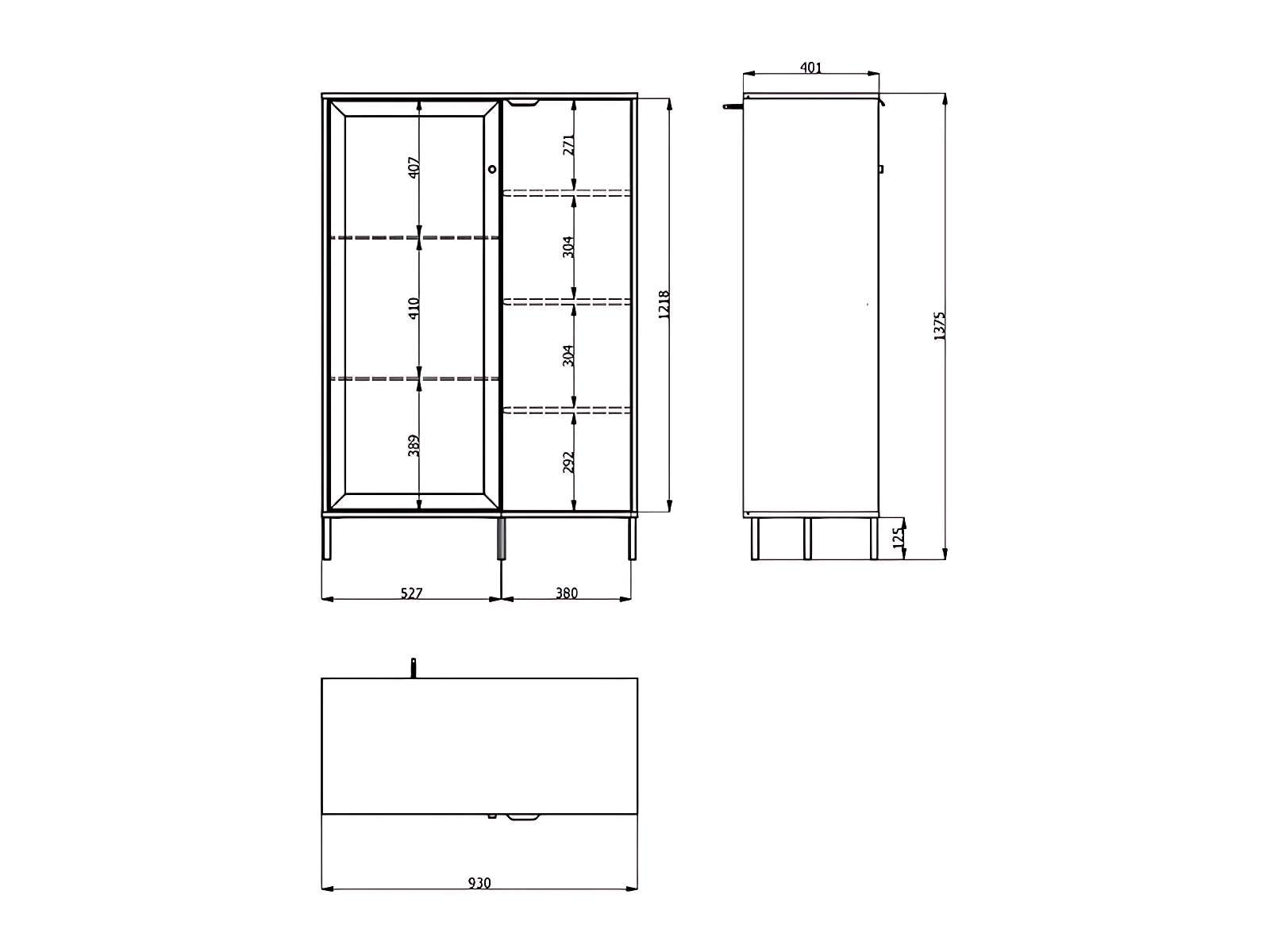 Home affaire Highboard »Mayenne Sideboard, Stauraumschrank, Anrichte, Hochschrank, Breite 93cm«, Holztür mit Rillen-Optik, Glastür, Modernes Design