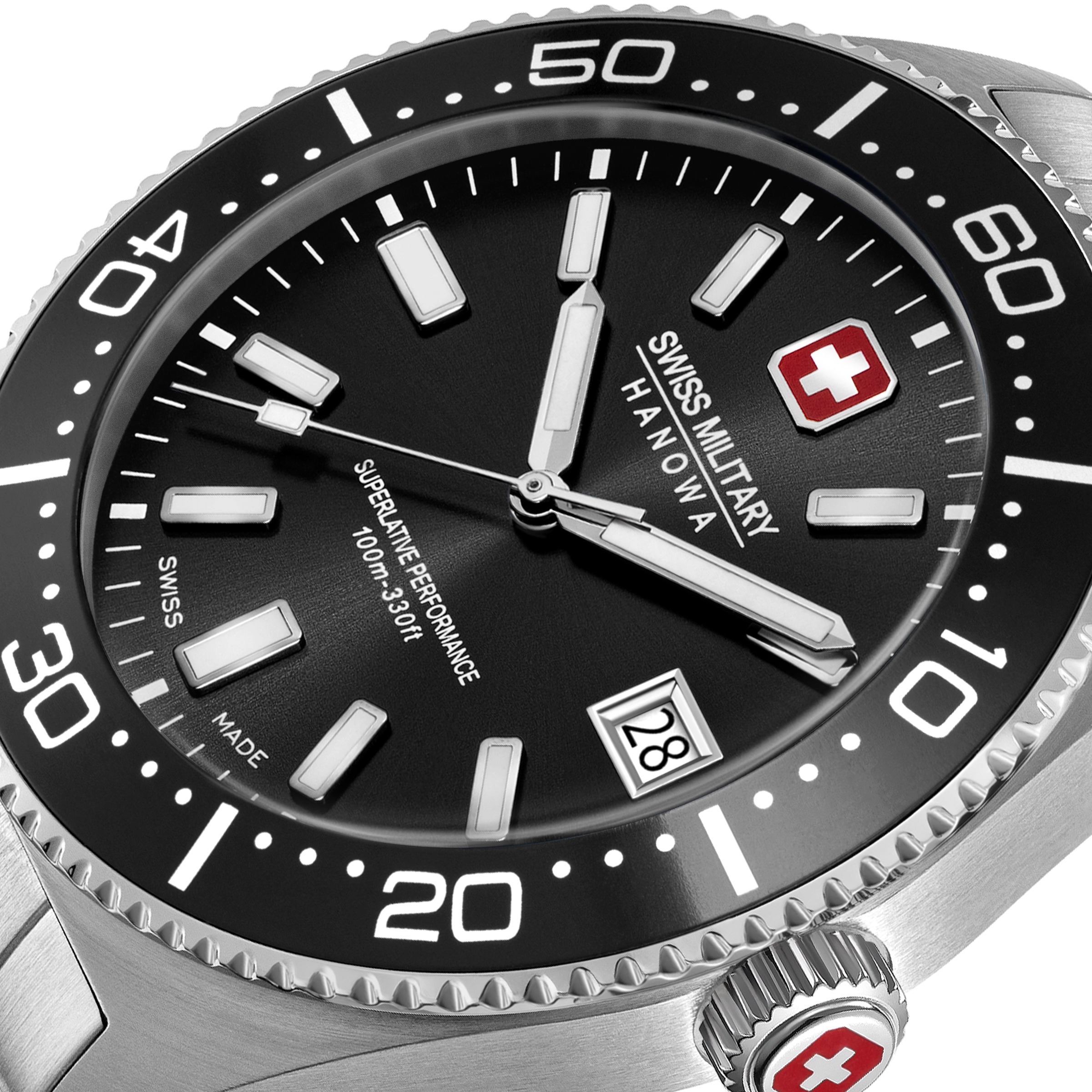 Swiss Military Hanowa Quarzuhr »Nomad« Armbanduhr, Herrenuhr, Swiss Made, Edelstahlarmband, analog, Tag