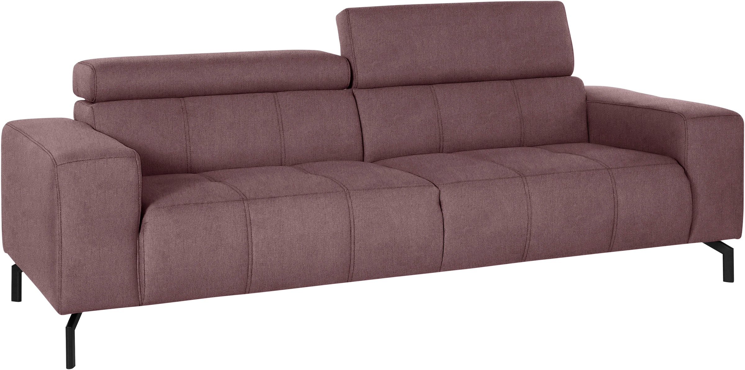 DOMO collection 2,5-Sitzer »Cunelli zeitlos und elegant, moderne Sitznähte als Designelement,«, wahlweise mit 6-fach verstellbaren Kopfteilen, fester Sitzkomfort