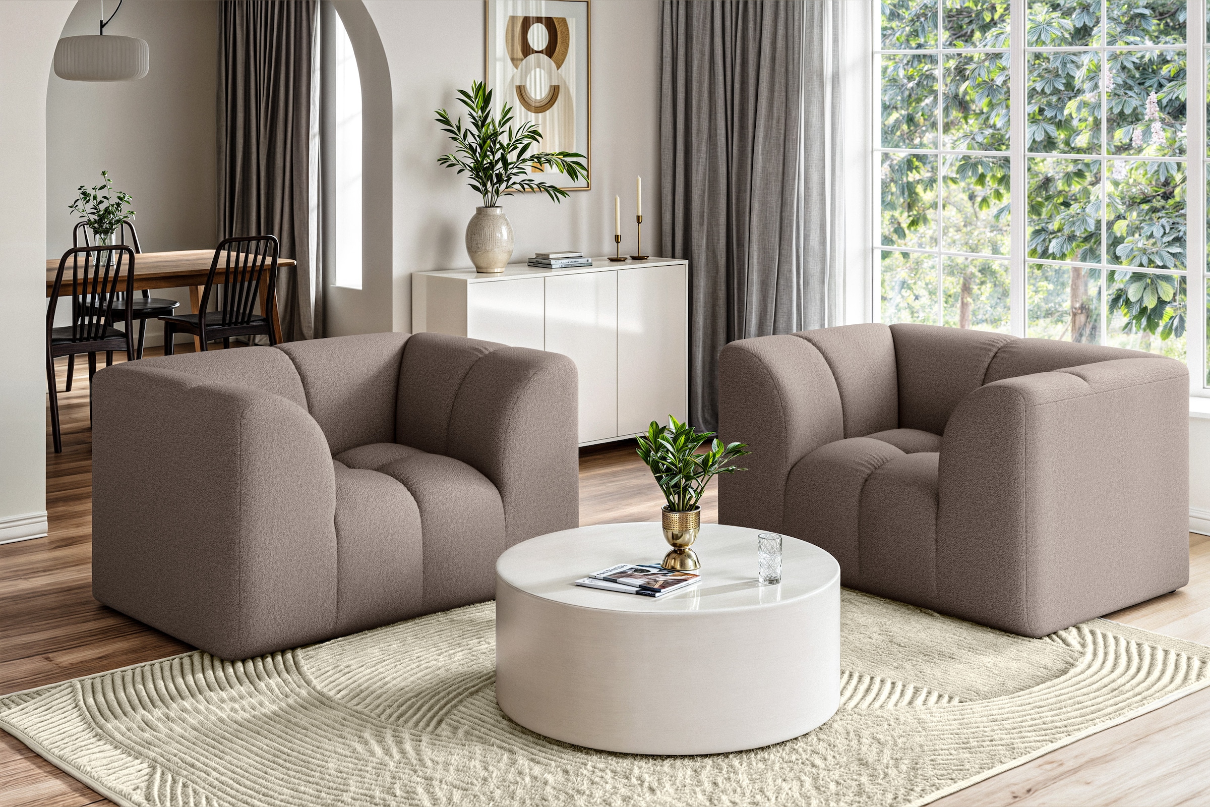 OTTO home Sessel "TUURE Verlässliche Qualität, moderne Steppung, Breite 134cm" Bubble Optik, hoher Sitzkomfort, Wellenunterfederung