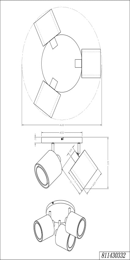 Style »Liotta«, transparenter Doppelschirm Places Textil, Deckenstrahler | mit Spot Organza-Schirm flammig-flammig, kaufen 3-flammig BAUR 3 of