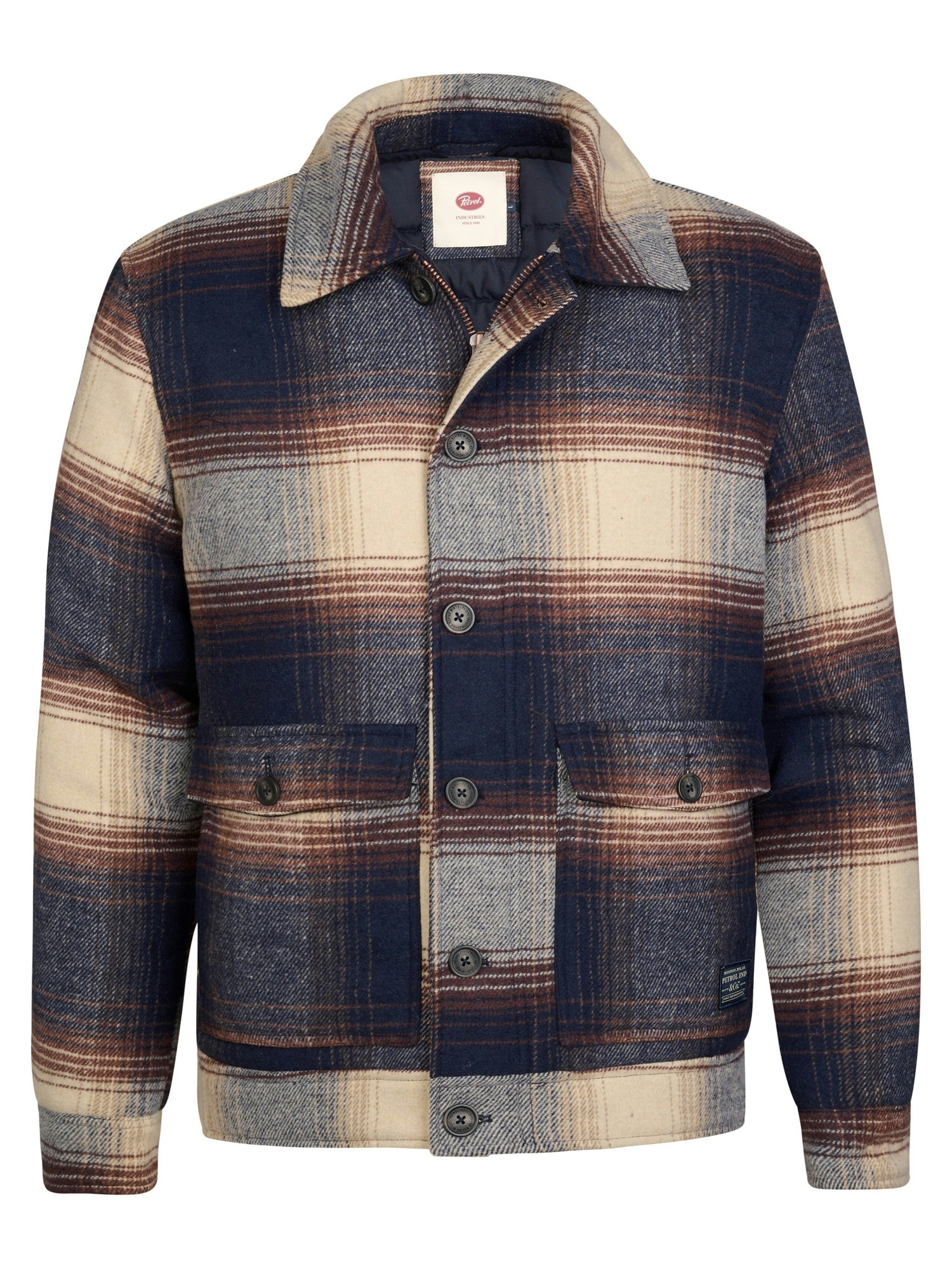Petrol Industries Hemdjacke mit Karomuster, Knopfleiste und Reißverschluss