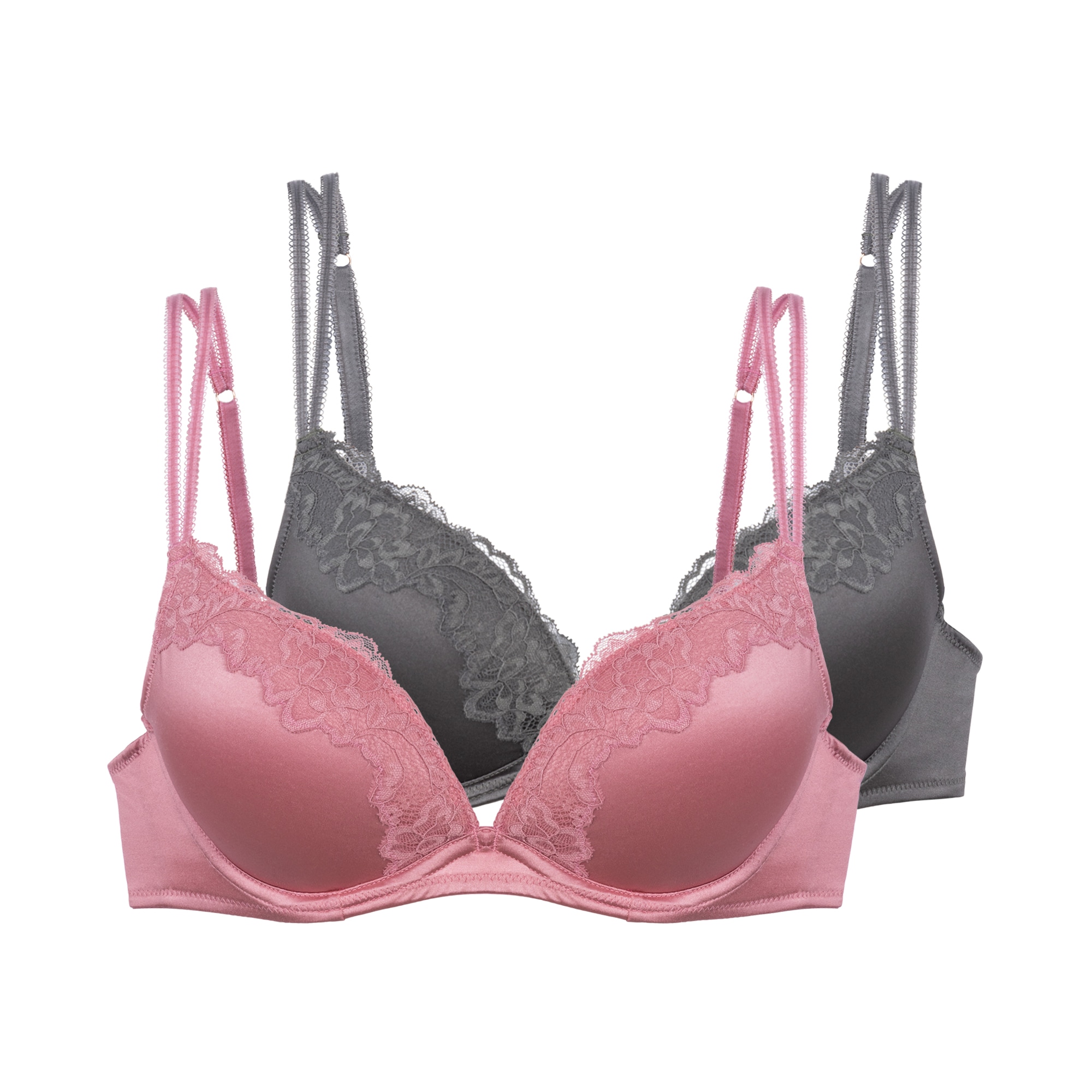 Dorina Push-up-BH »Origins Shiny Micro« 2erPack,  vorgeformte Cups, Spitzendetails, Doppelträger vorn