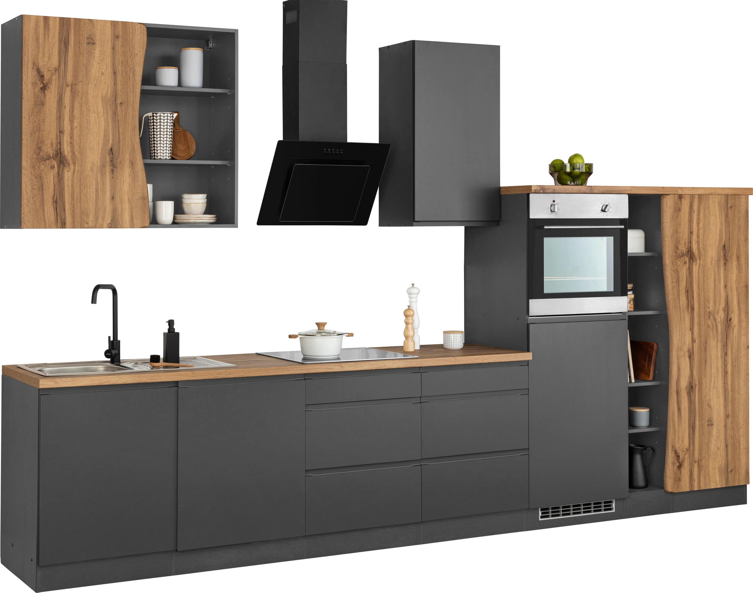 Thumbnail - KOCHSTATION "KS-Bruneck" 380cm breit, ohne E-Geräte, hochwertige MDF-Fronten