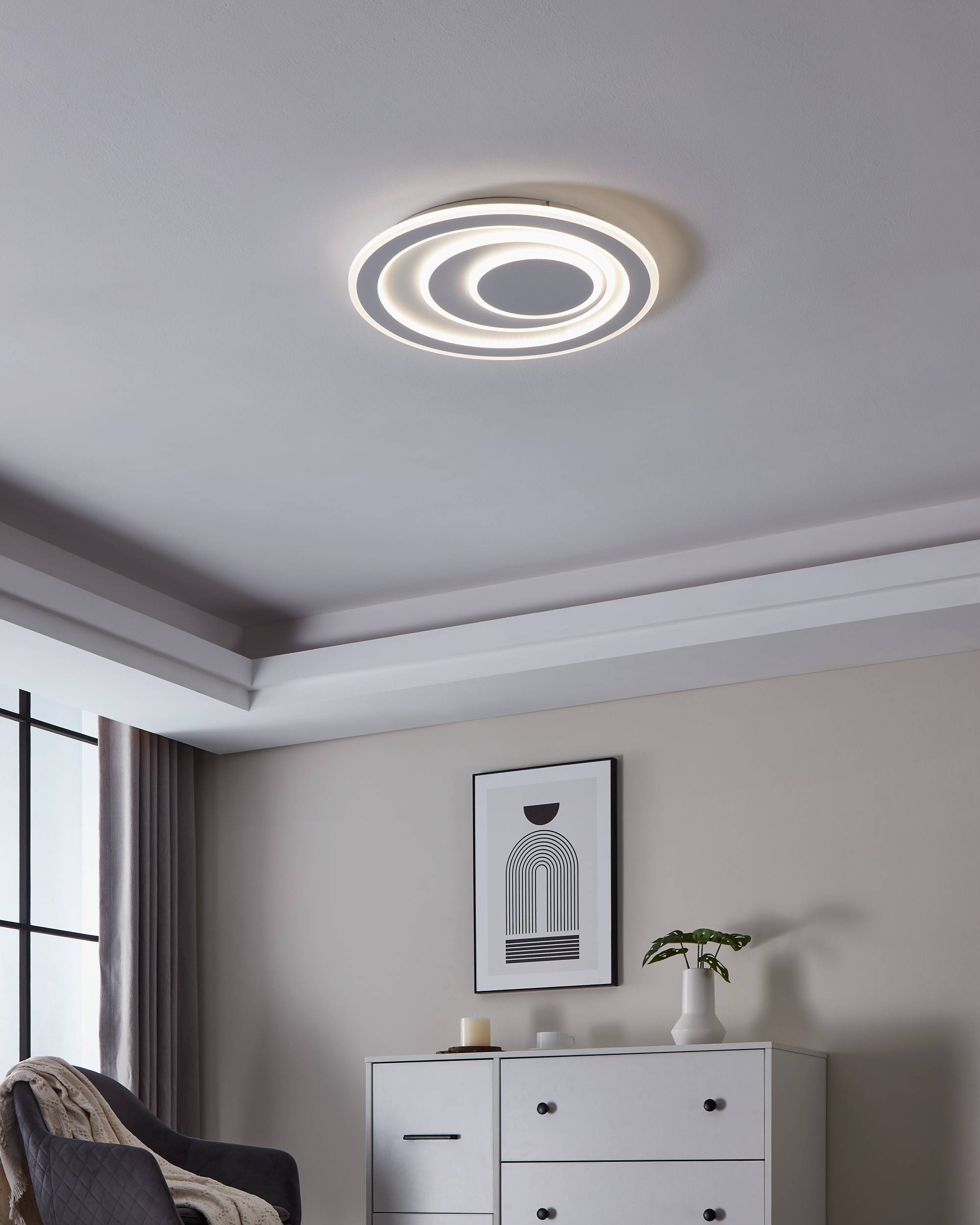 EGLO Deckenleuchte »Palagiano 1 Deckenlampe, Flurlampe aus Metall und Kunststoff, Lampe« LED-Modul 1 Stk. Neutralweiß Wand-/Deckenleuchte - H5 x Ø48 cm - weiß - 21W inkl.