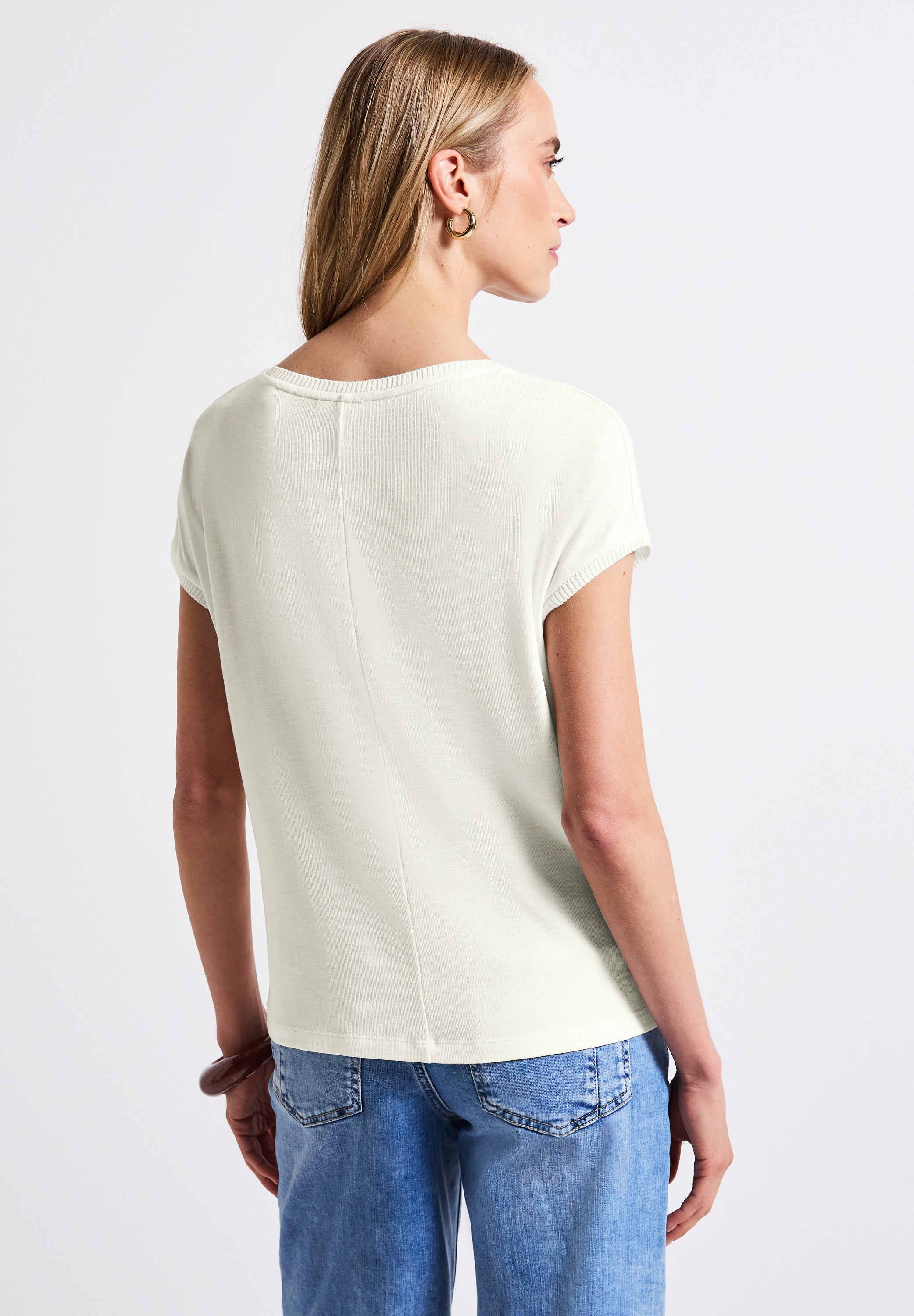 STREET ONE T-Shirt mit Materialmix günstig online kaufen