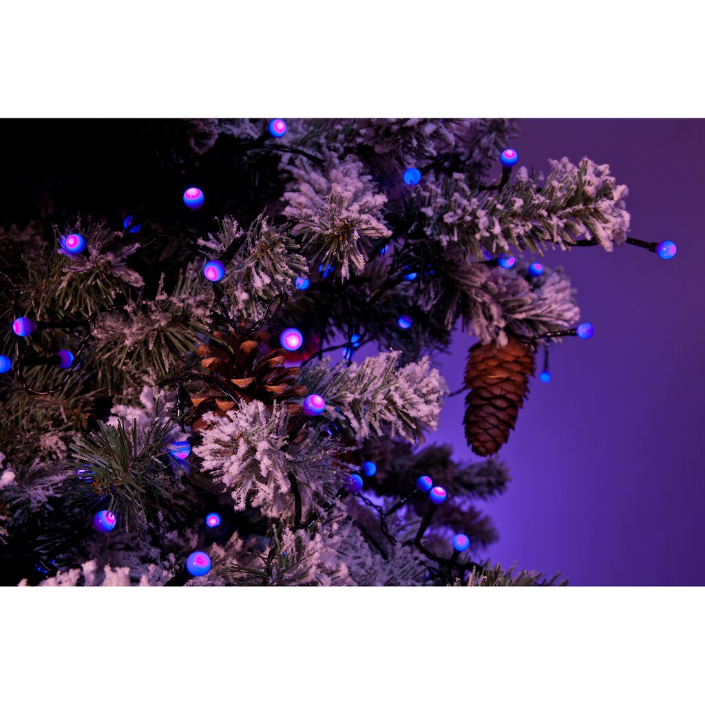KONSTSMIDE LED-Lichterkette »Weihnachtsdeko aussen«, 80 St.-flammig, LED Globelichterkette, runde Dioden, 80 purpurfarbene Dioden