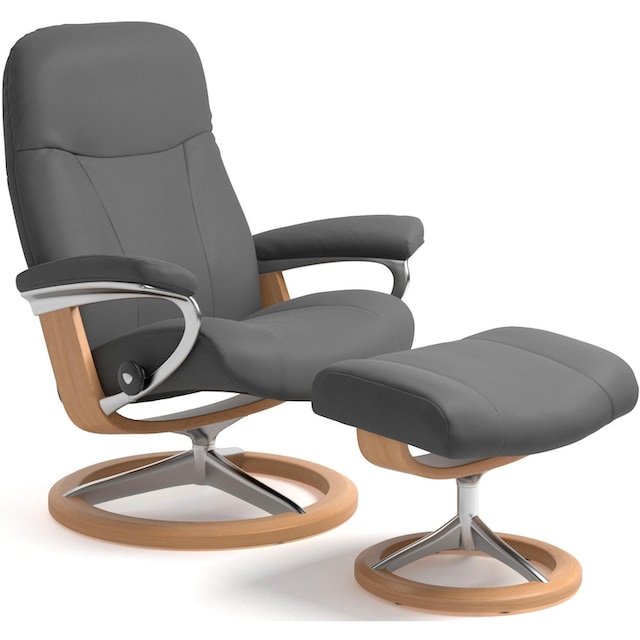 Stressless® Relaxsessel »Garda«, (Set, Relaxsessel mit Hocker), mit Hocker,  mit Signature Base, Größe M, Gestell Eichefarben bestellen | BAUR