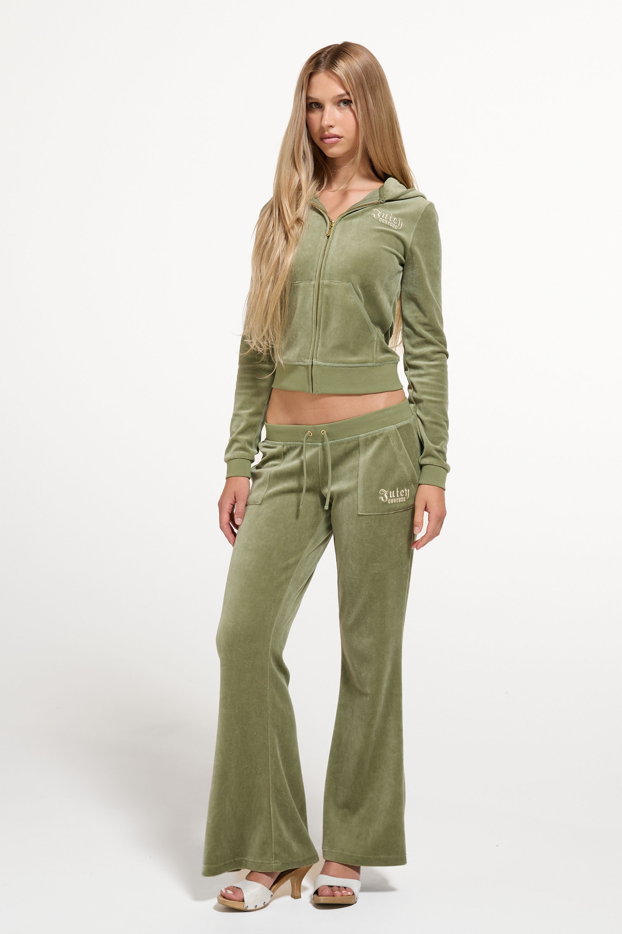 Juicy Couture Kapuzennickijacke »REGAL REBELLE ROBYN HOODIE Damen« mit Kapuze Trainingsjacke Damen, Sweatjacke mit Kapuze, Velour, mit Glitzer, Sale