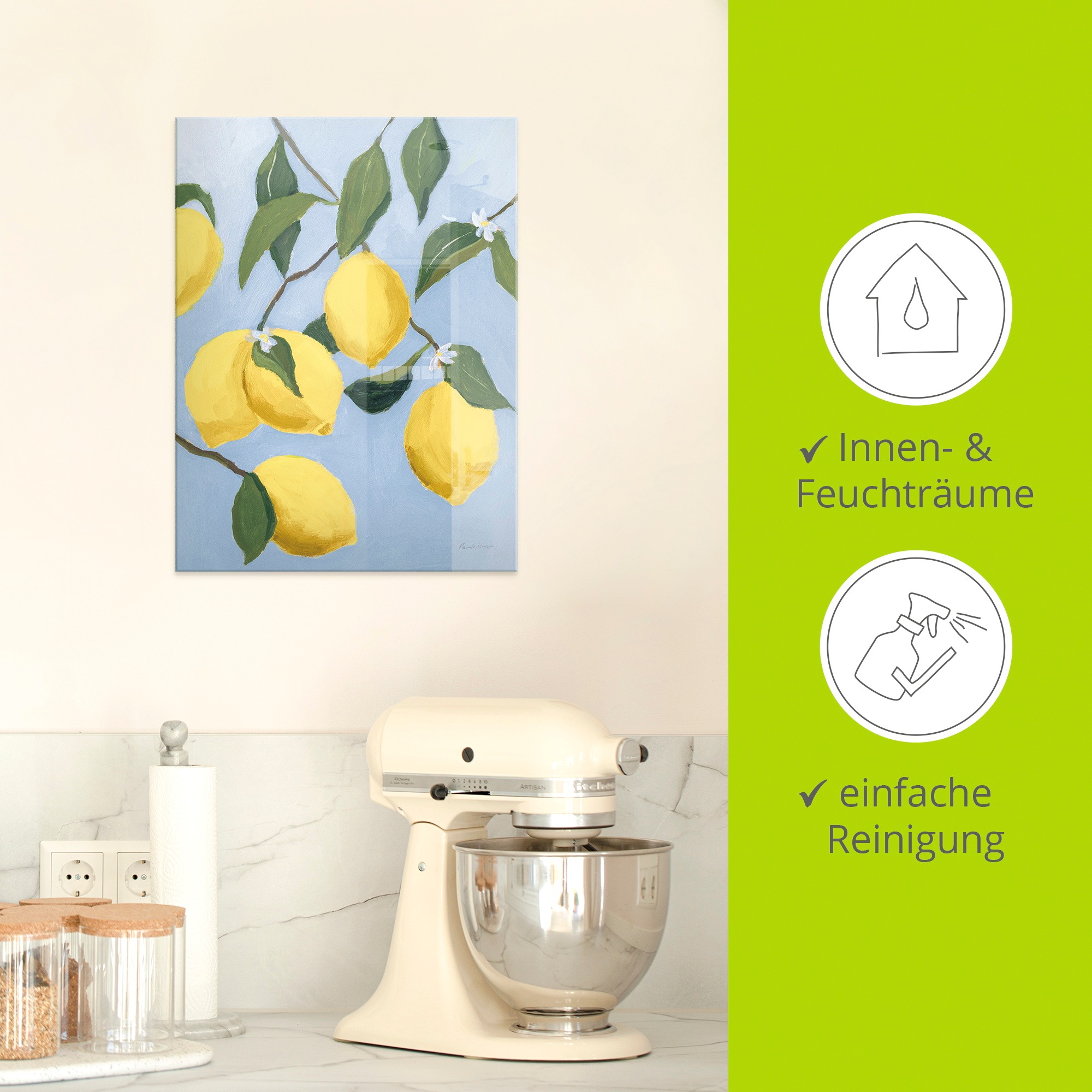Glasbild ARTLAND "Lemon Tree Light", farbe bild(er): gelb, B:60cm H:80cm, Bilder, in verschiedenen Größen 2
