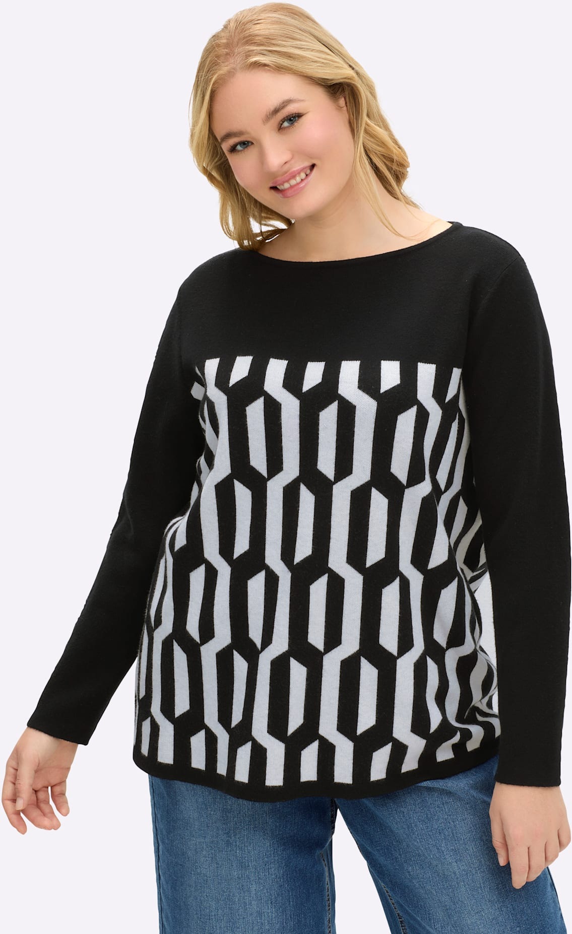 Sheego Jacquardpullover "Pullover" günstig online kaufen