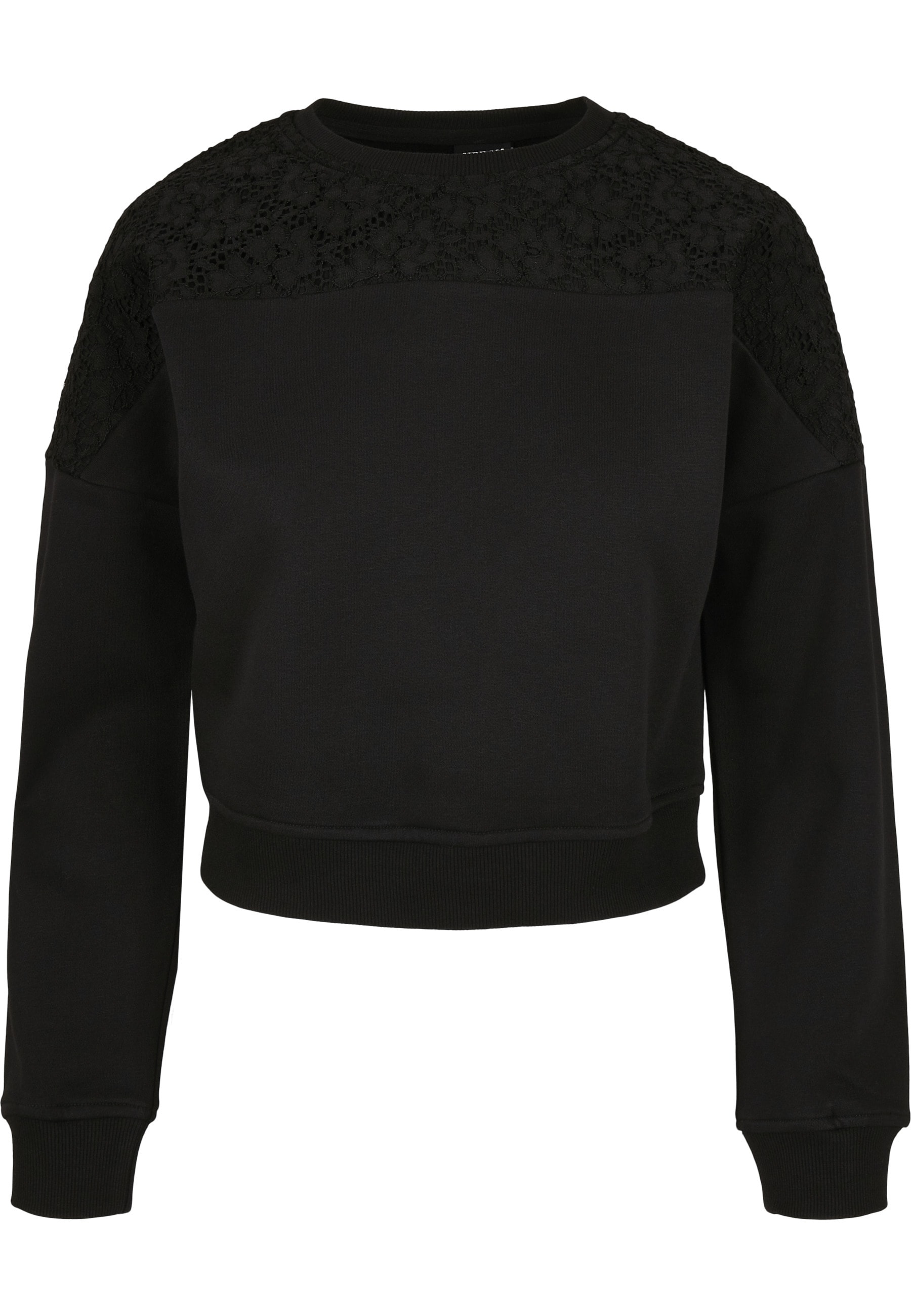 URBAN CLASSICS Sweater "Urban Classics Damen Ladies Short Oversized Lace Inset Crew", 1