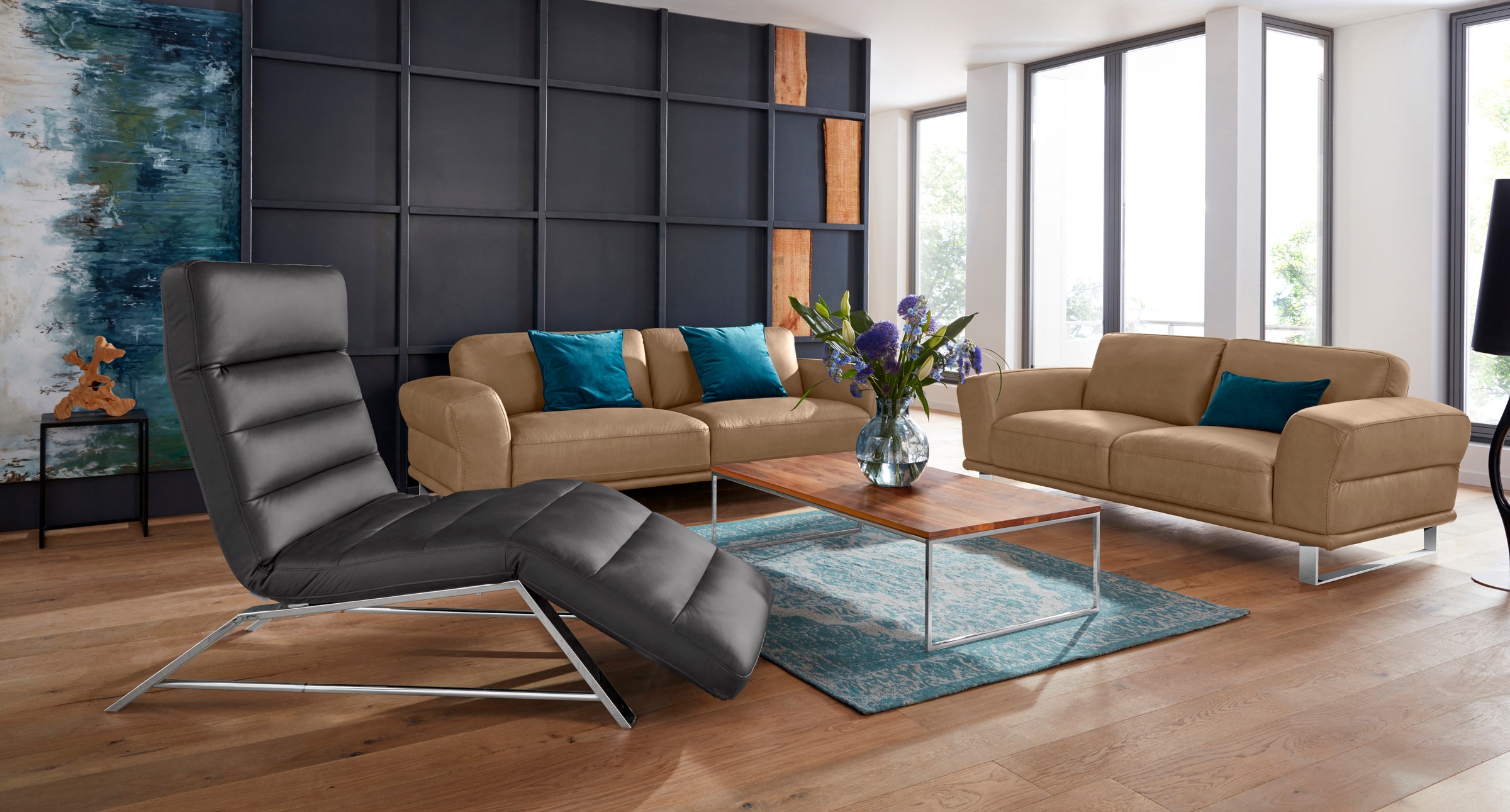 W.SCHILLIG 2,5-Sitzer »montanaa«, mit Metallkufen in Chrom glänzend, Breite 232 cm