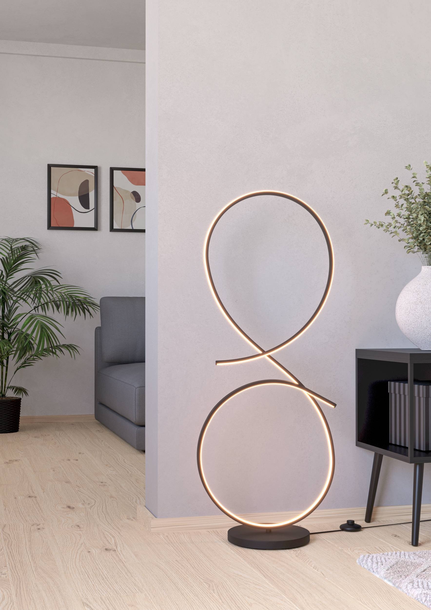 EGLO Stehlampe »Serpins Stehleuchte, Standleuchte, Wohnzimmerlampe, Metall, Lampe« LED-Modul 1 Stk. Warmweiß Stehleuchte - L42,5 x B25 x H107 cm - schwarz - 20W inkl.