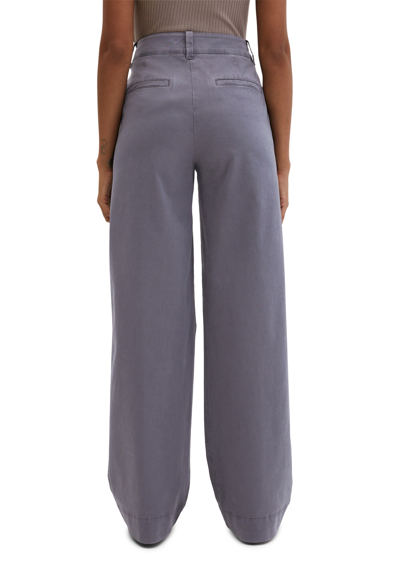 Chinohose MARC O'POLO "aus Brushed Cotton Twill", Damen, Gr. 42, Normalgrößen, blau graphite, Twill, Obermaterial: 56% Baumwolle, 41% Lyocell, 3% Elasthan, unifarben, regular fit normal, Hosen Chinohose 2