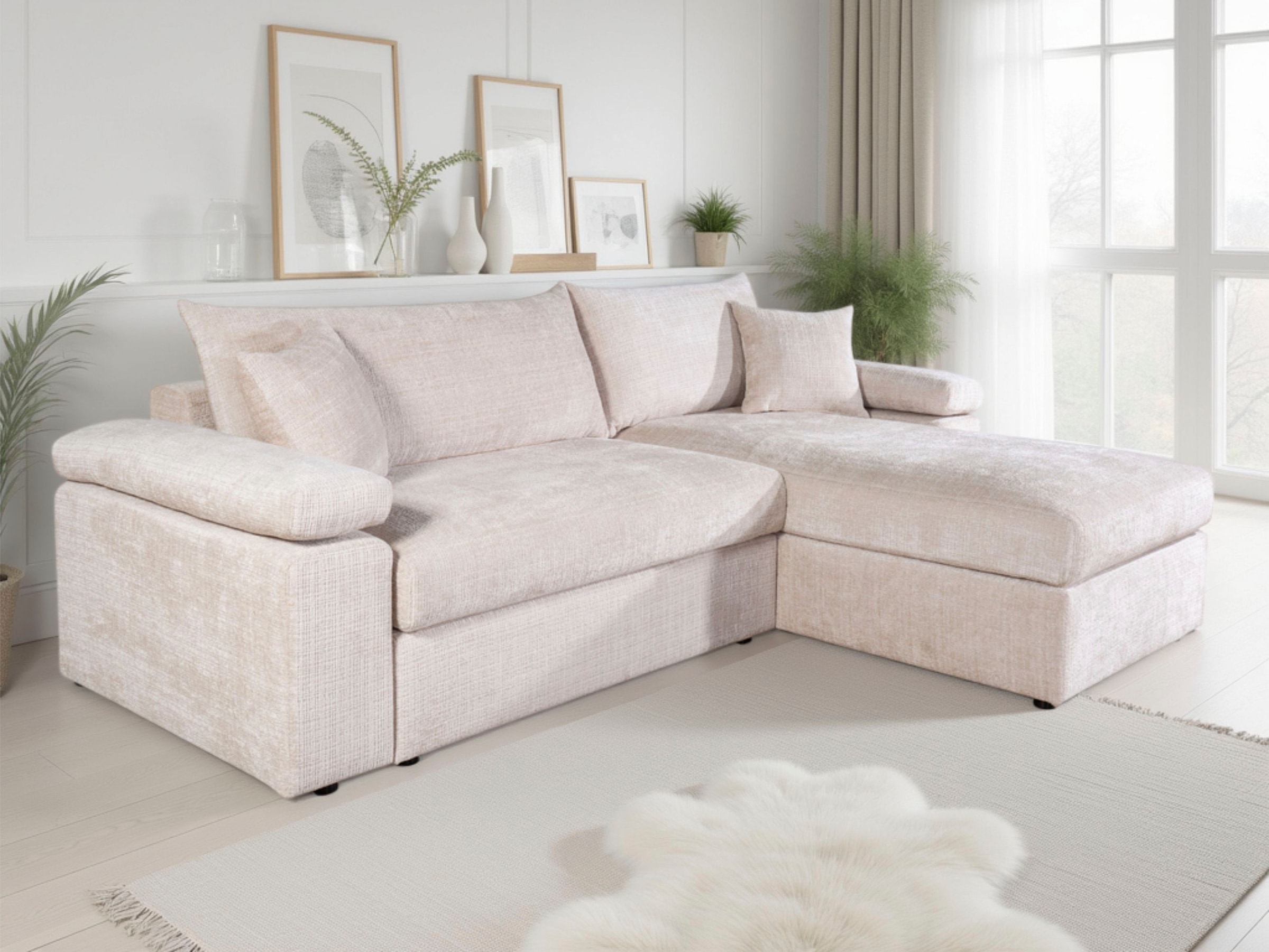 OTTO home Ecksofa "Cosy L-Form, B: 234 cm, Sitzaufbau im Sandwich-Federkern" 2 Zierkissen, Mega-Sofa, Cord oder Struktur weich, Kaltschaumauflage