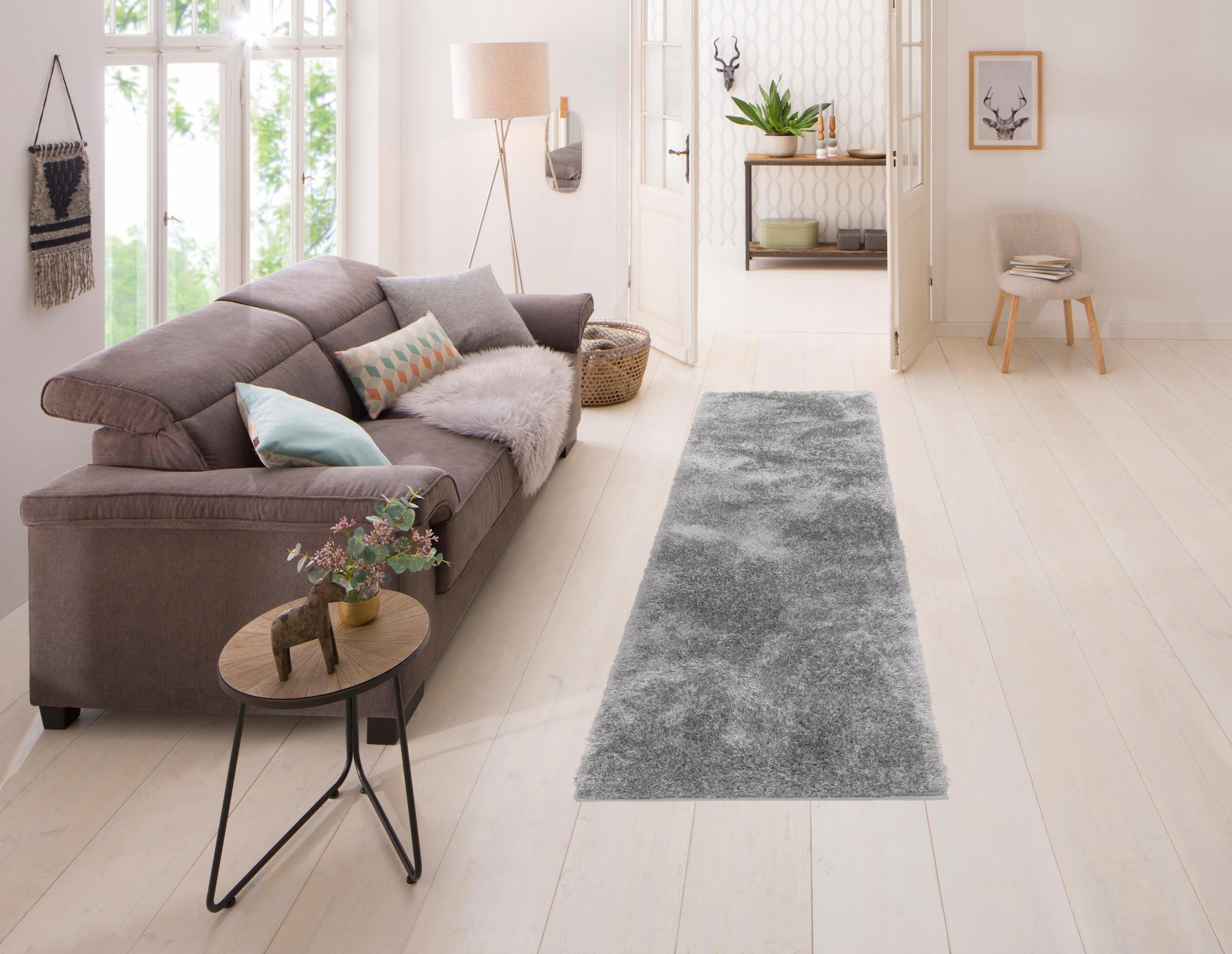 idealer 43 Pflegeleicht, mm Shaggy besonders »Malin«, leicht in Uni-Farben, Diele/Flur Microfaser, Brücke, Teppich Hochflor-Läufer glänzend, flauschig, Home durch extra rechteckig, affaire Schlafzimmer, Teppich-Läufer, Höhe, Wohnzimmer, weich für