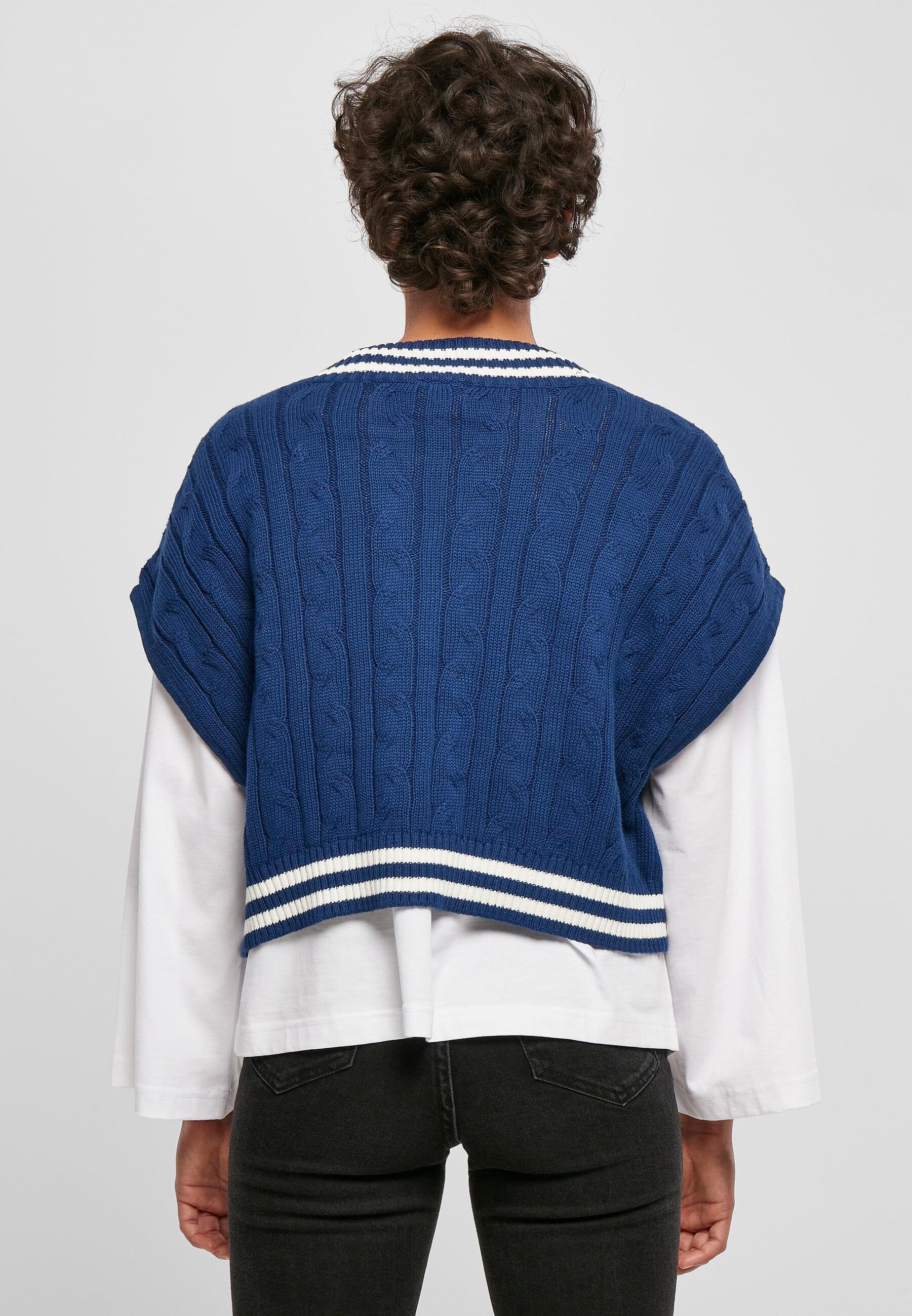 URBAN CLASSICS Rundhalspullover »Urban Classics Damen Ladies Cropped Knit College Slipover«, (1 tlg.)