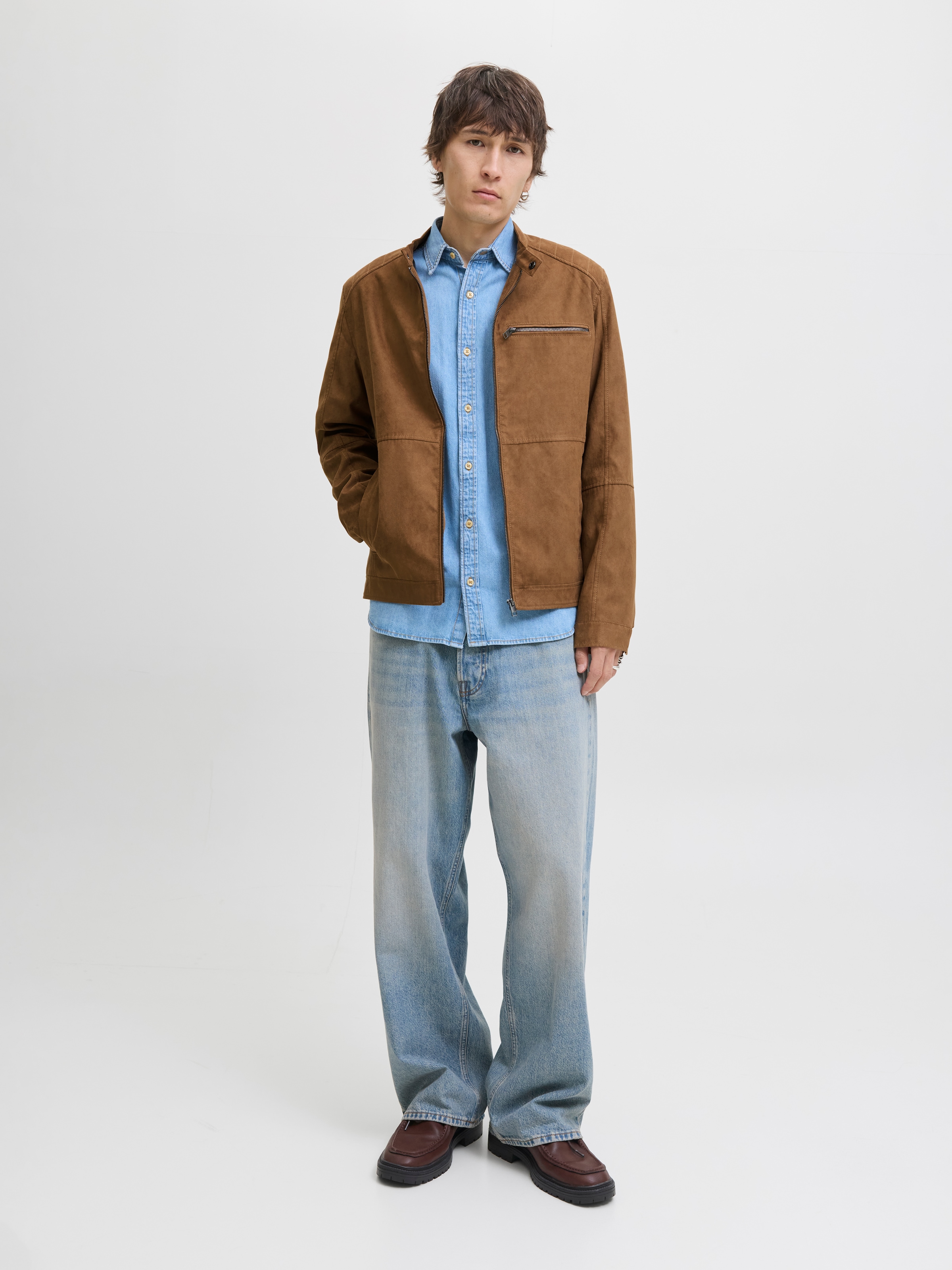 Jack & Jones Bikerjacke »JJEDYLAN mit wasserabweisender Funktion«, ohne Kapuze, unifarben, modisch, regular fit, Polyester
