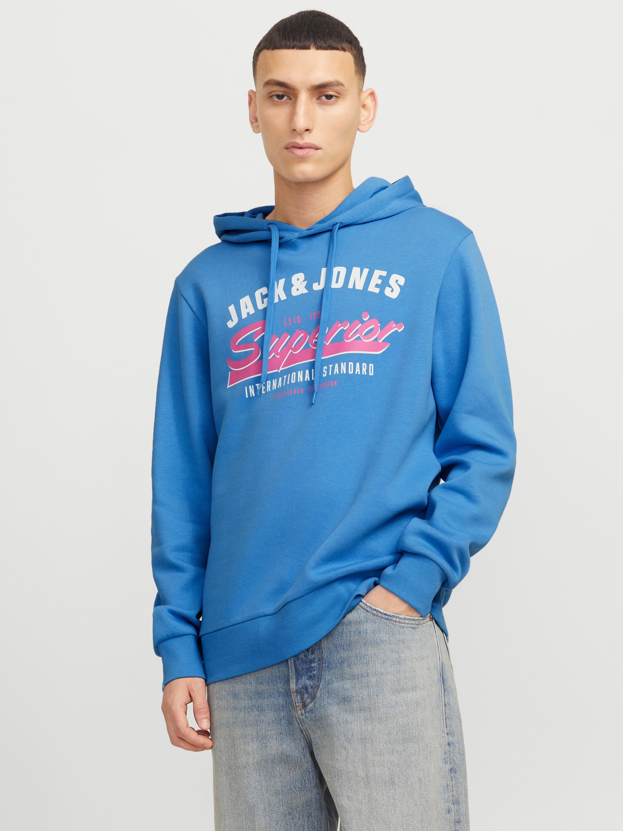 Jack & Jones "JJELOGO SWEAT HOOD 2 COL 24/25 NOOS", mit Logo Print günstig online kaufen