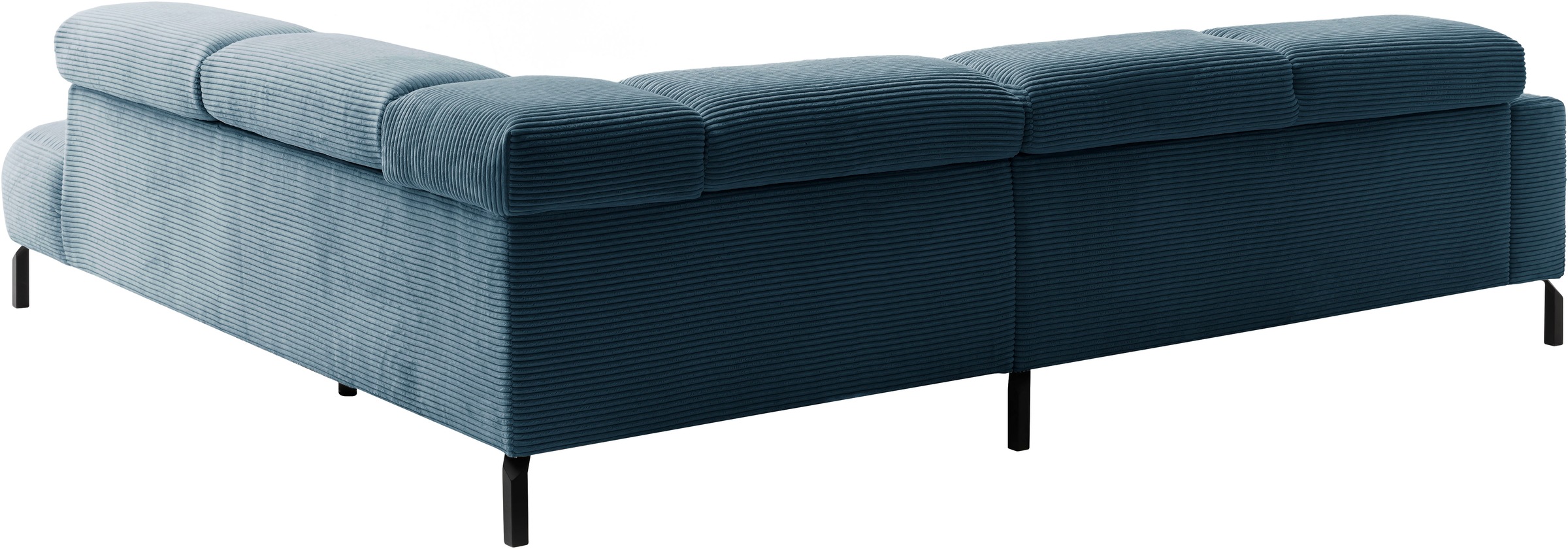 Places of Style Ecksofa »Antonelli, L-Form, inkl. Kopfteilverstellung, Breite 276 cm«, ohne Sitztiefenverstellung, in Cord, petrol