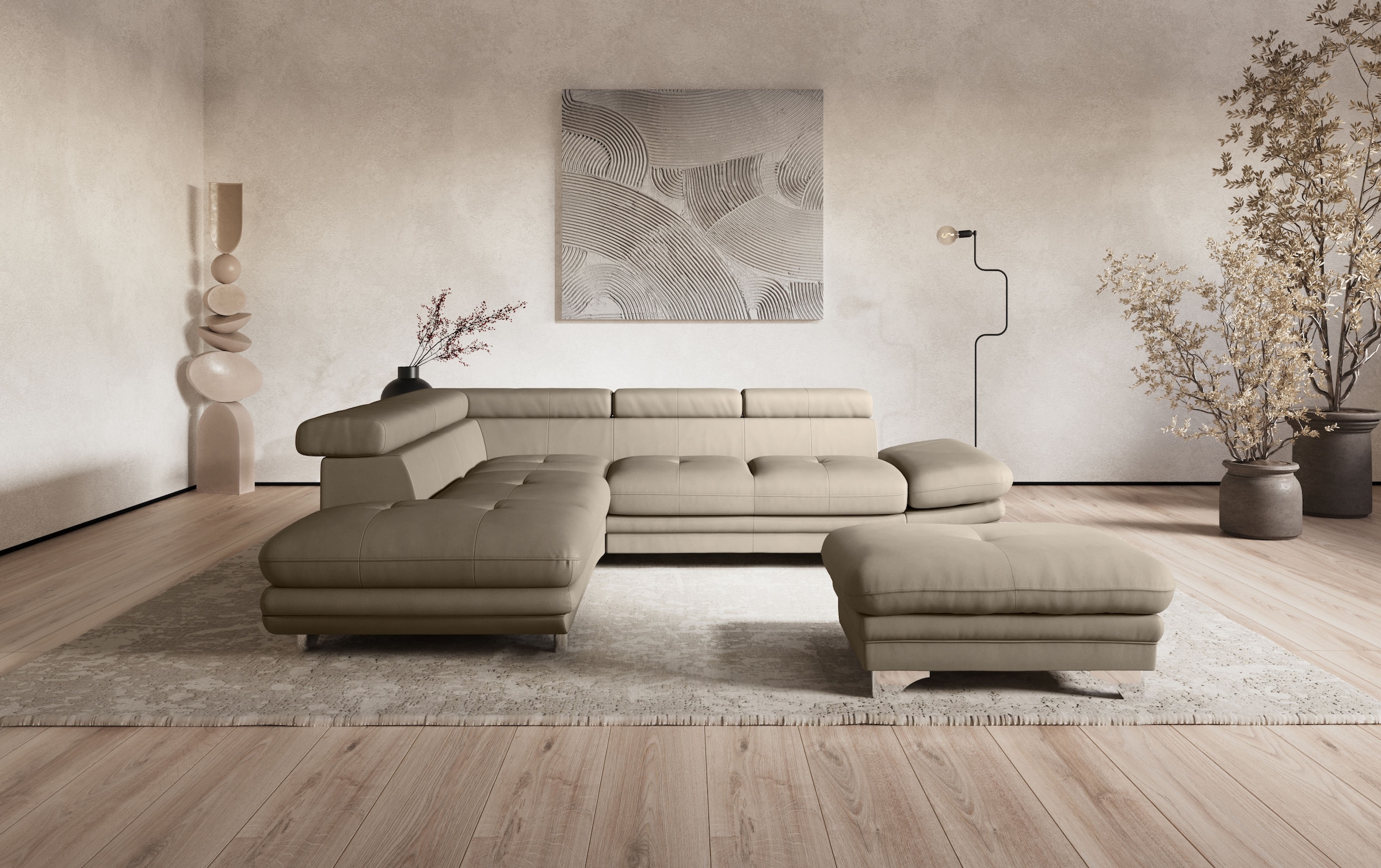 COTTA Ecksofa "Enterprise L-Form" mit Arm- & Kopfteilverstellung, wahlweise günstig online kaufen